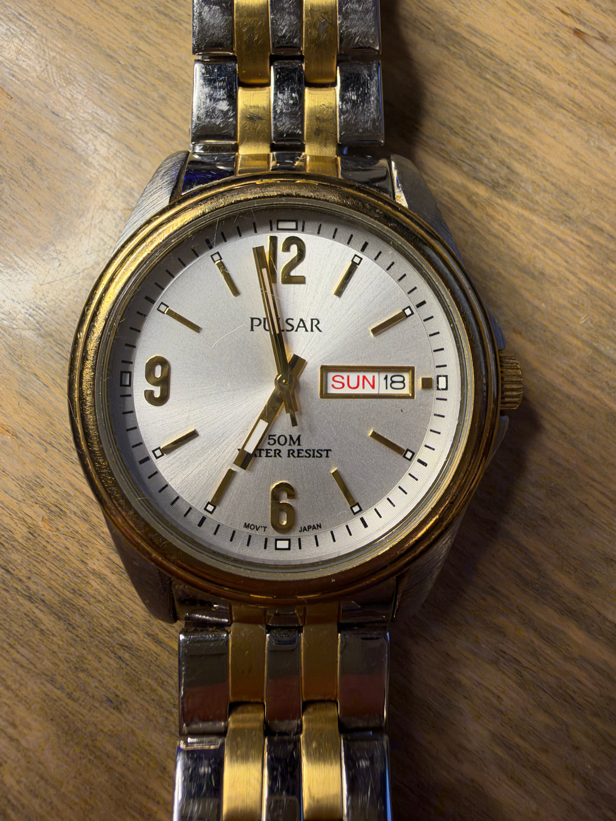Pulsar VJ43-X004 Two Tone Quartz Day Date Watch 39mm – Working