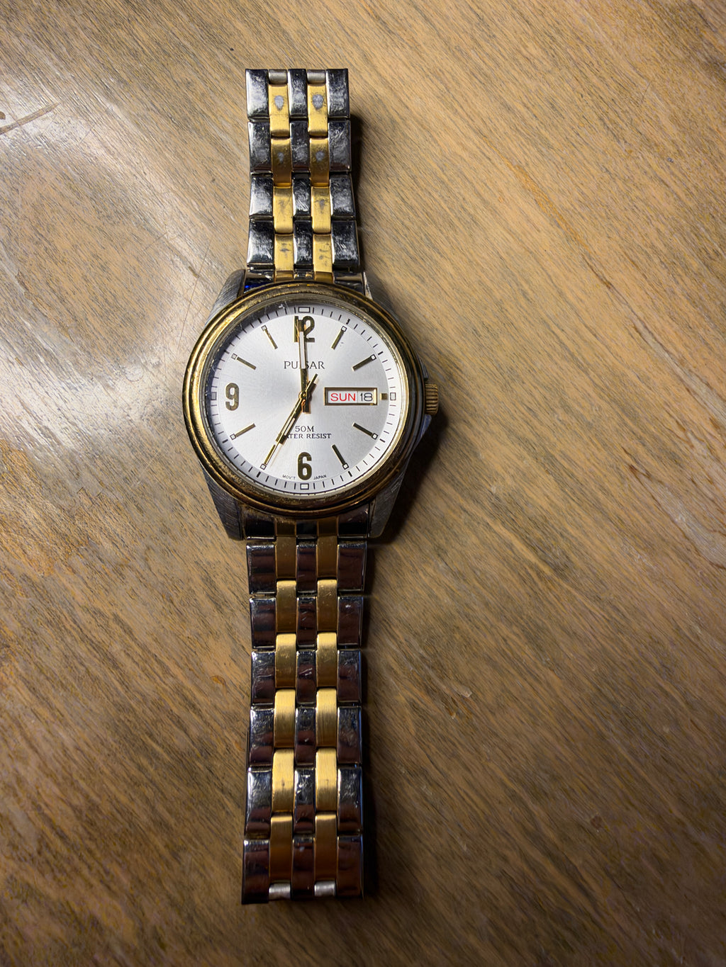 Pulsar VJ43-X004 Two Tone Quartz Day Date Watch 39mm – Working