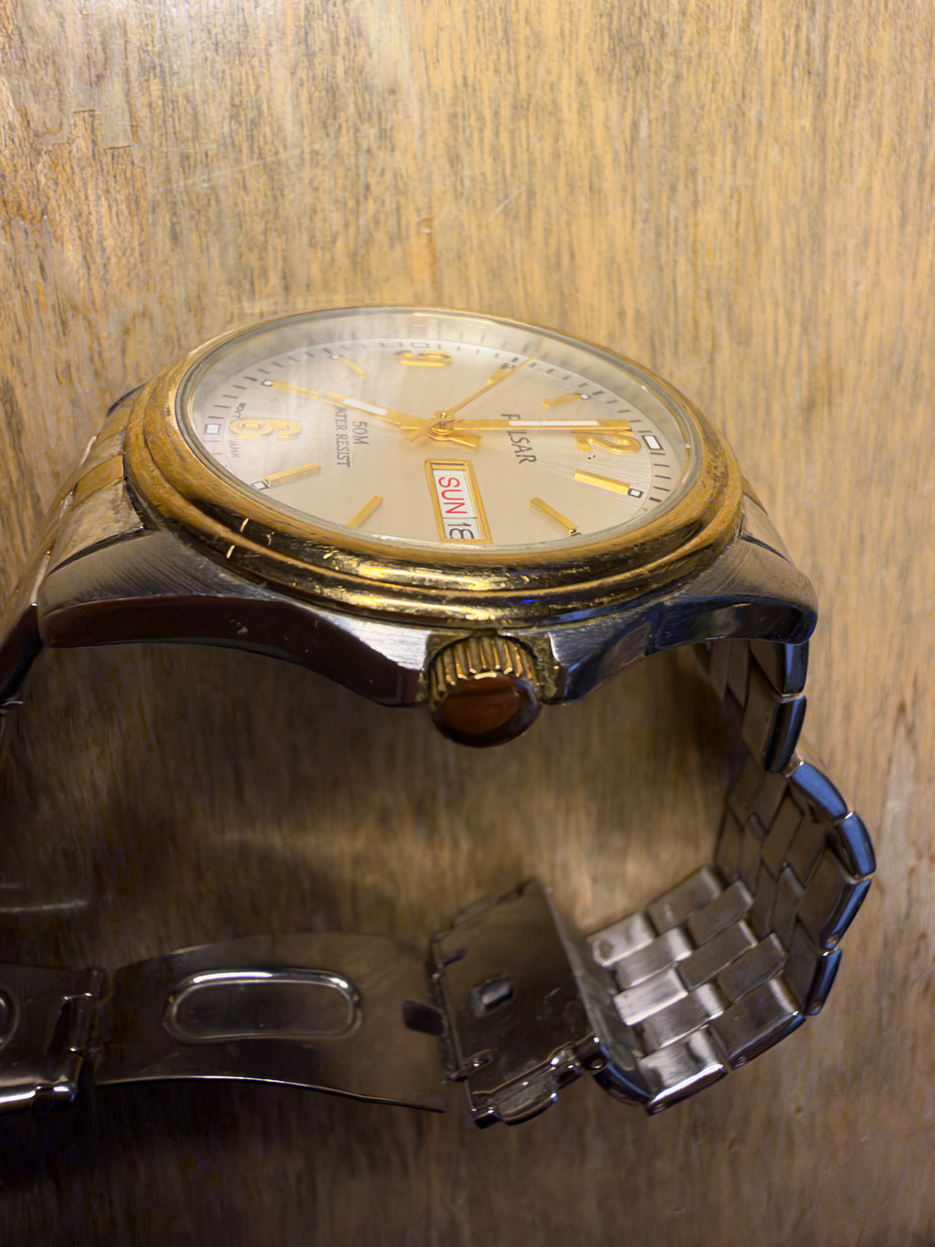 Pulsar VJ43-X004 Two Tone Quartz Day Date Watch 39mm – Working