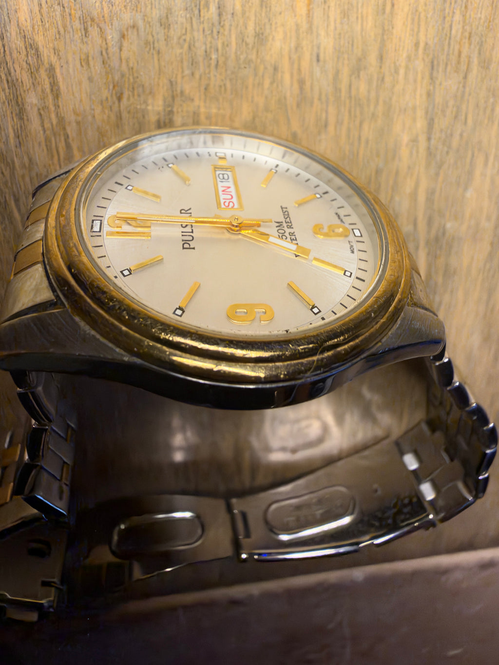 Pulsar VJ43-X004 Two Tone Quartz Day Date Watch 39mm – Working