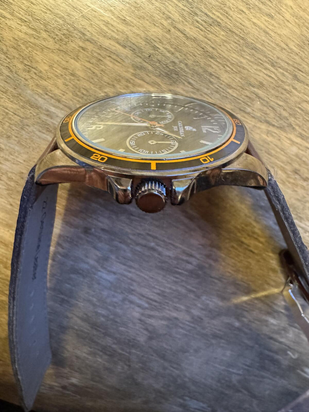 Caribbean Joe CJ7073GU Black & Orange Multifunction Watch