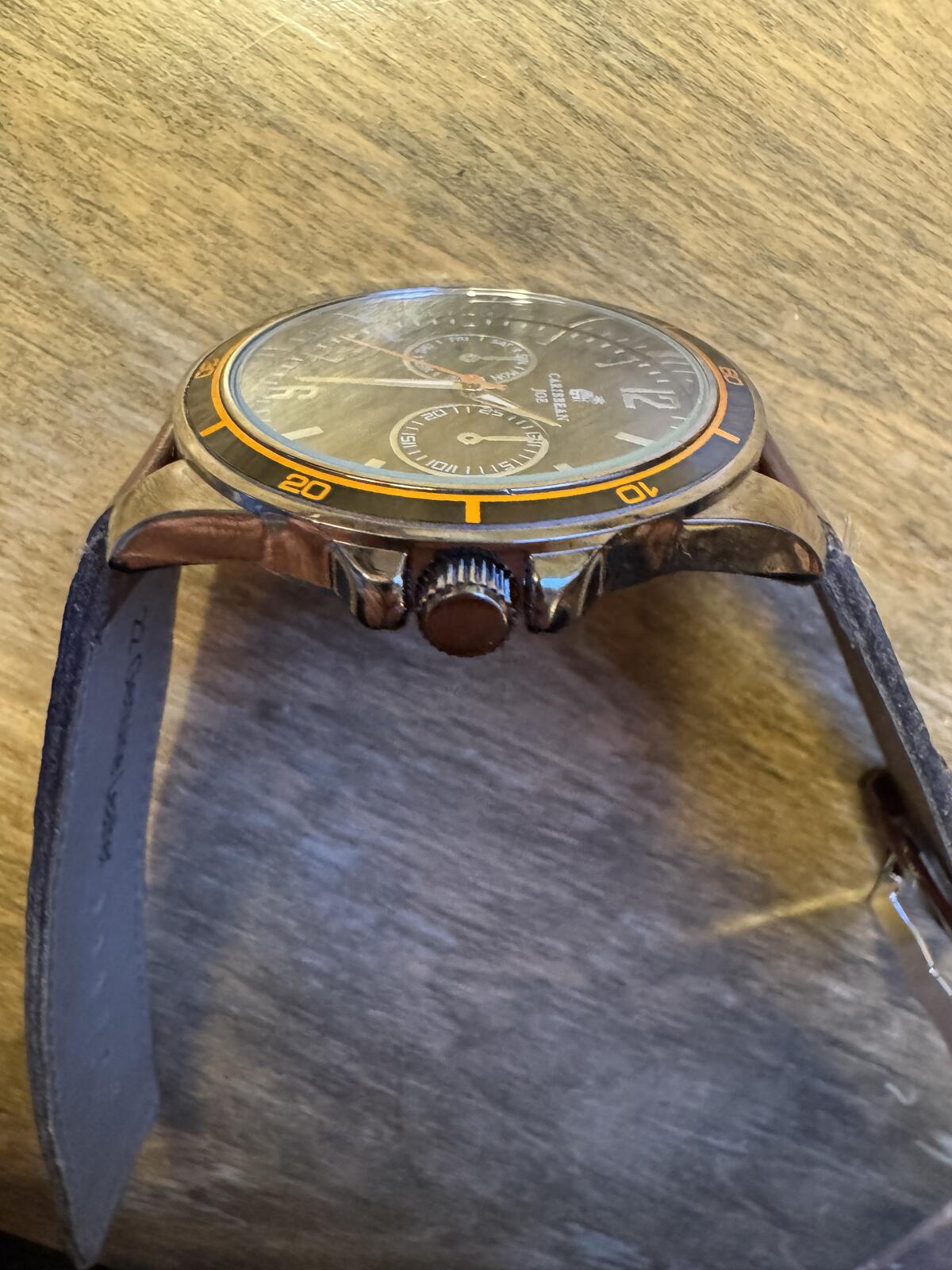 Caribbean Joe CJ7073GU Black & Orange Multifunction Watch
