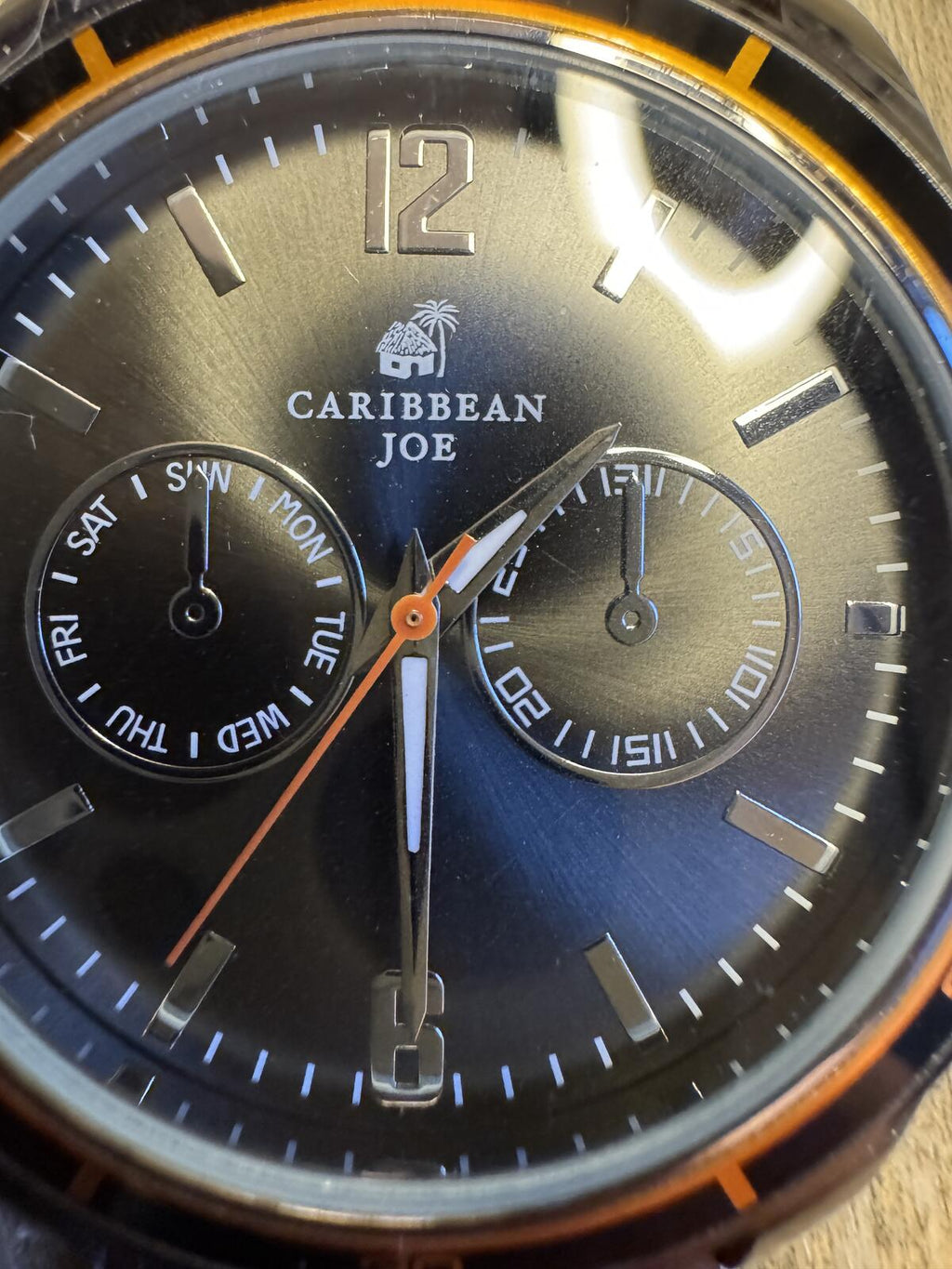 Caribbean Joe CJ7073GU Black & Orange Multifunction Watch