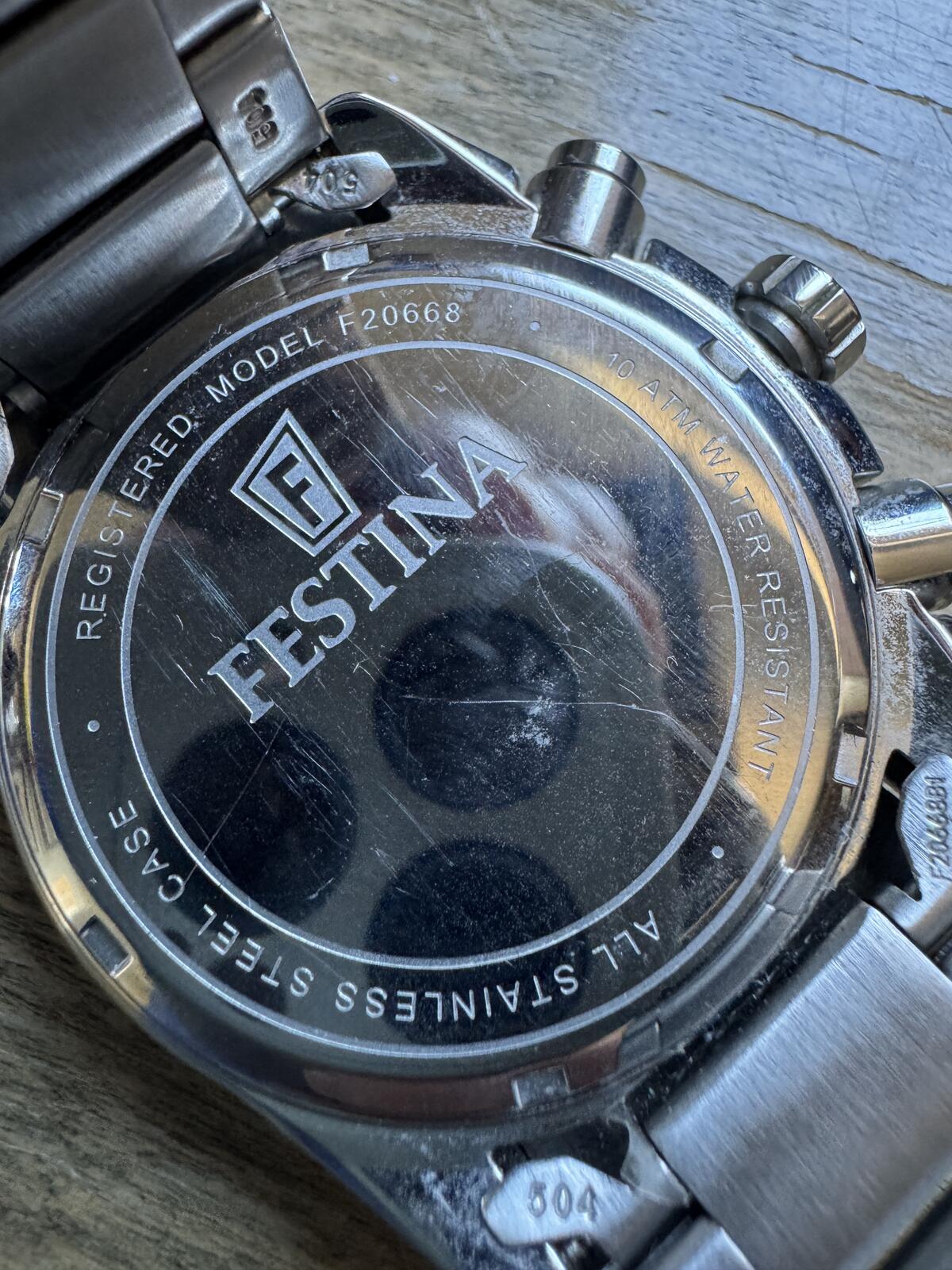 Festina F20668 Chronograph Green Sunburst Dial Tachymeter