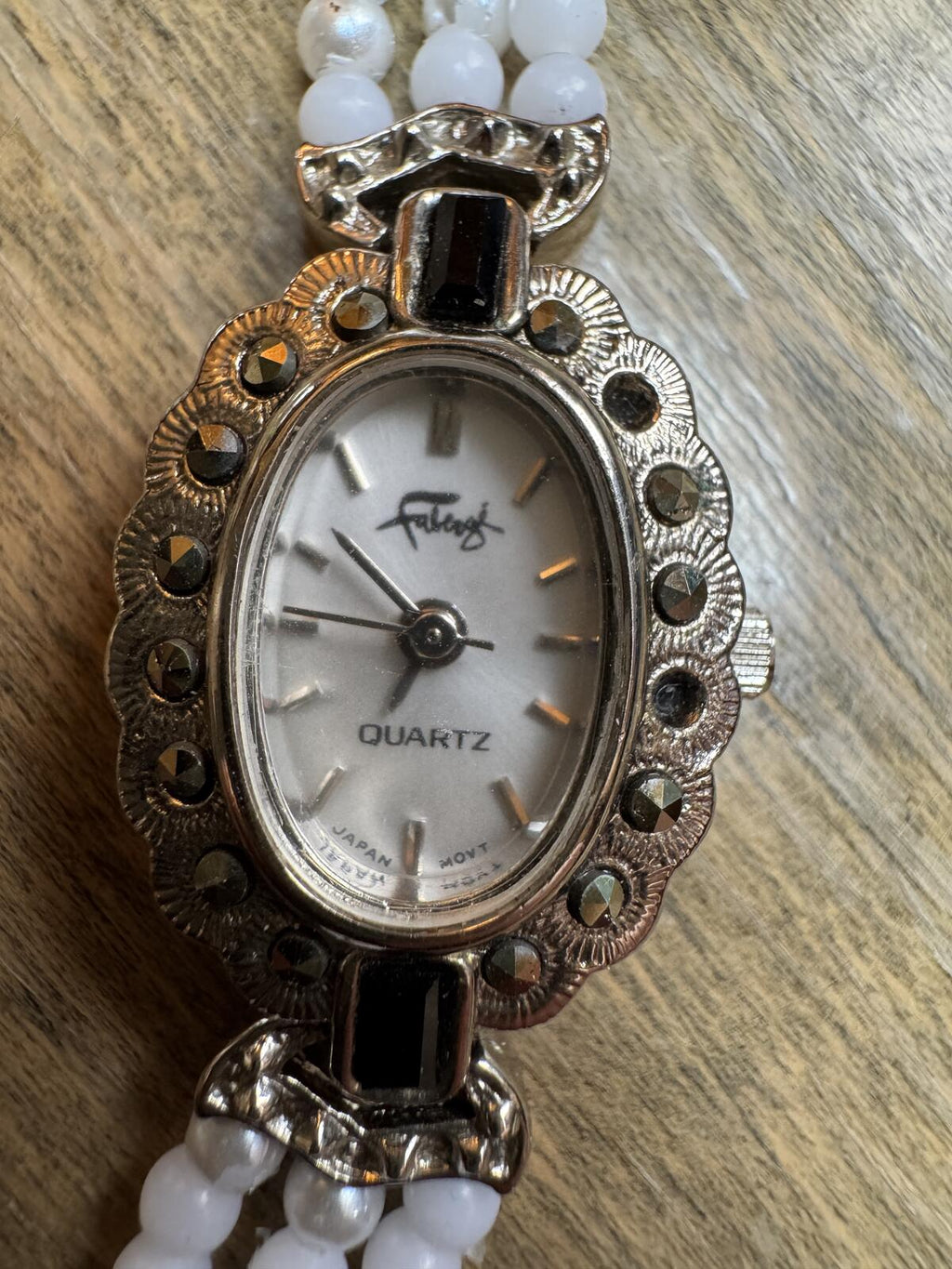 Faberge Ladies Watch with faux pearl bracelet