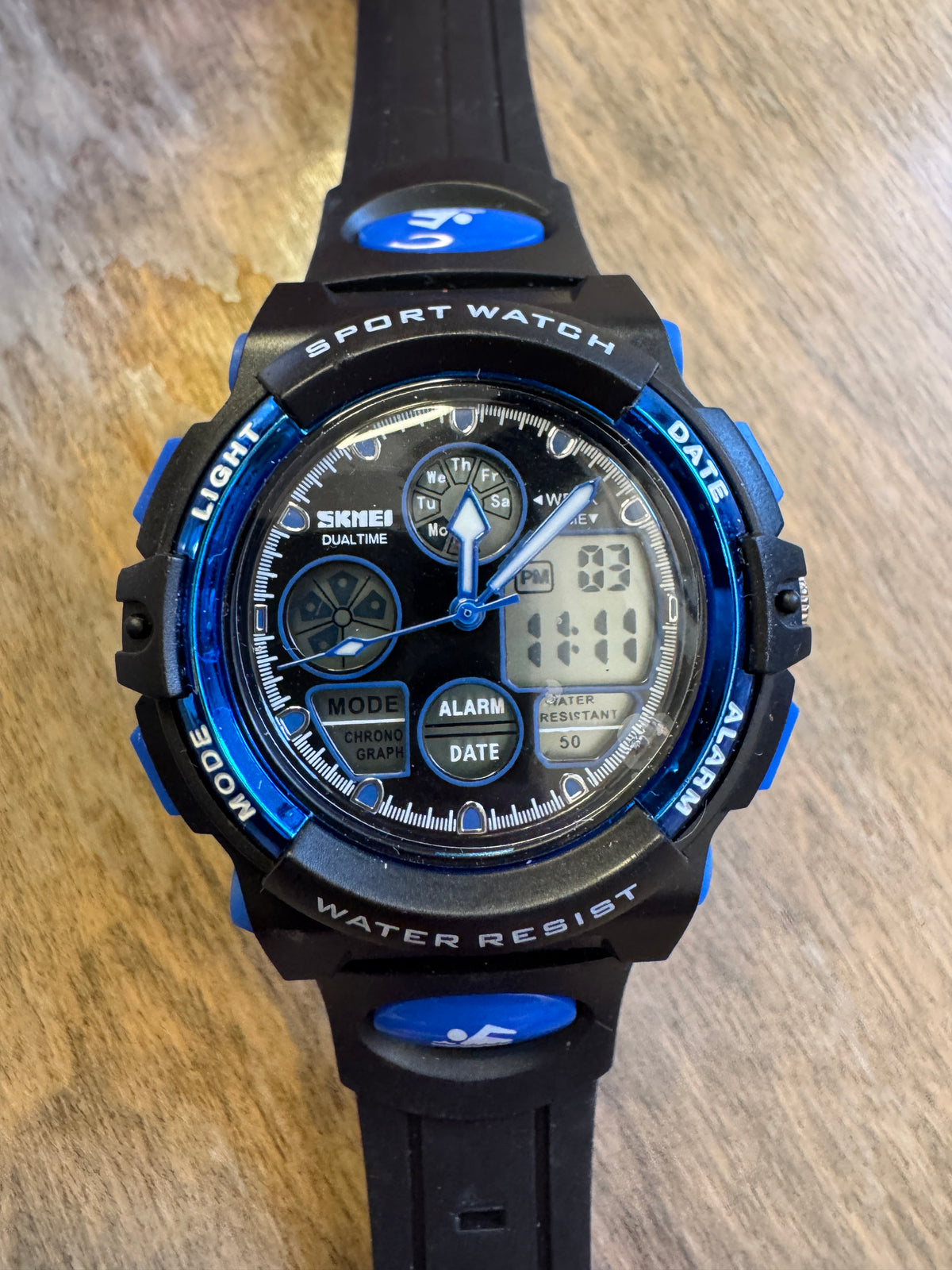 SKMEI 1163 Dual-Time Analog-Digital Sport Watch — Black & Blue