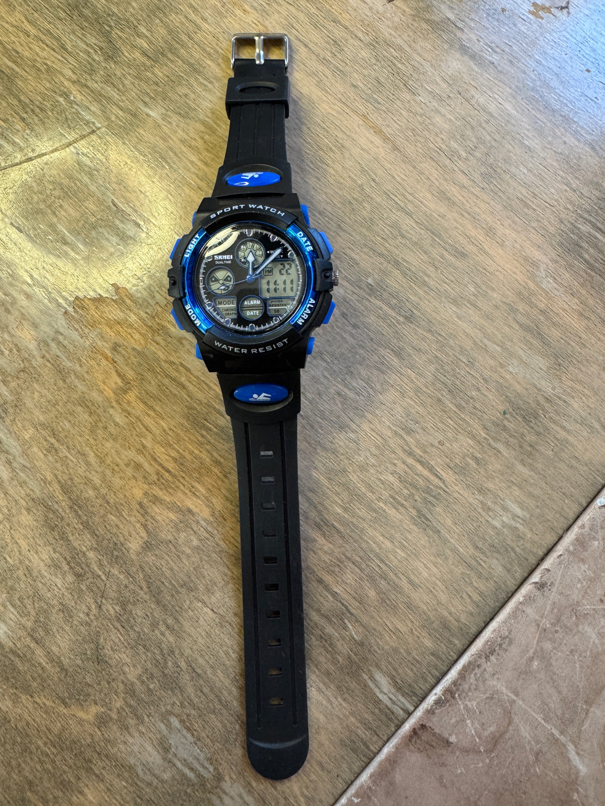 SKMEI 1163 Dual-Time Analog-Digital Sport Watch — Black & Blue