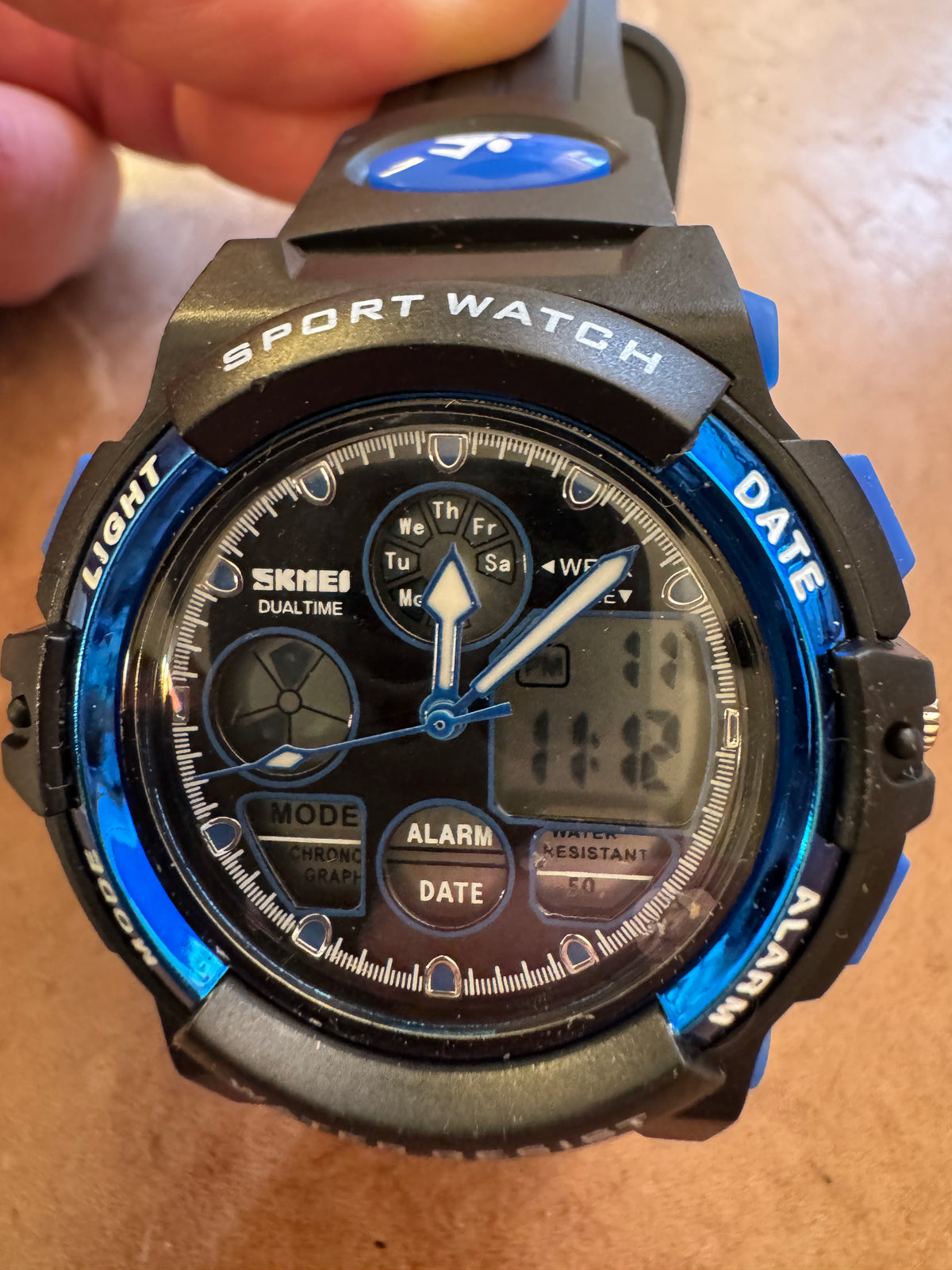 SKMEI 1163 Dual-Time Analog-Digital Sport Watch — Black & Blue