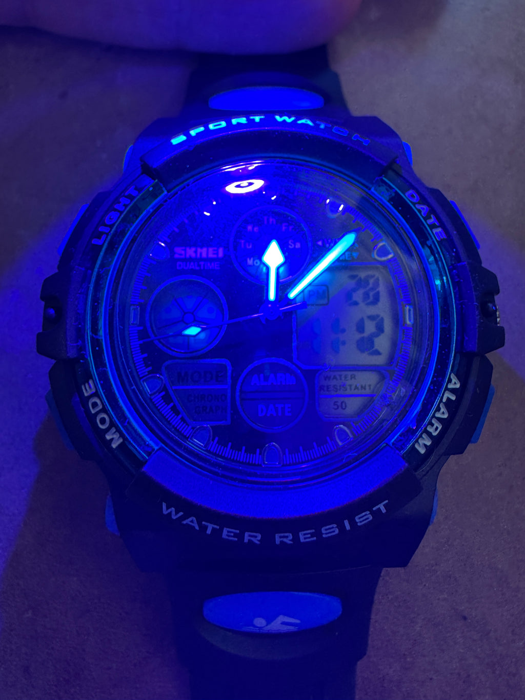 SKMEI 1163 Dual-Time Analog-Digital Sport Watch — Black & Blue