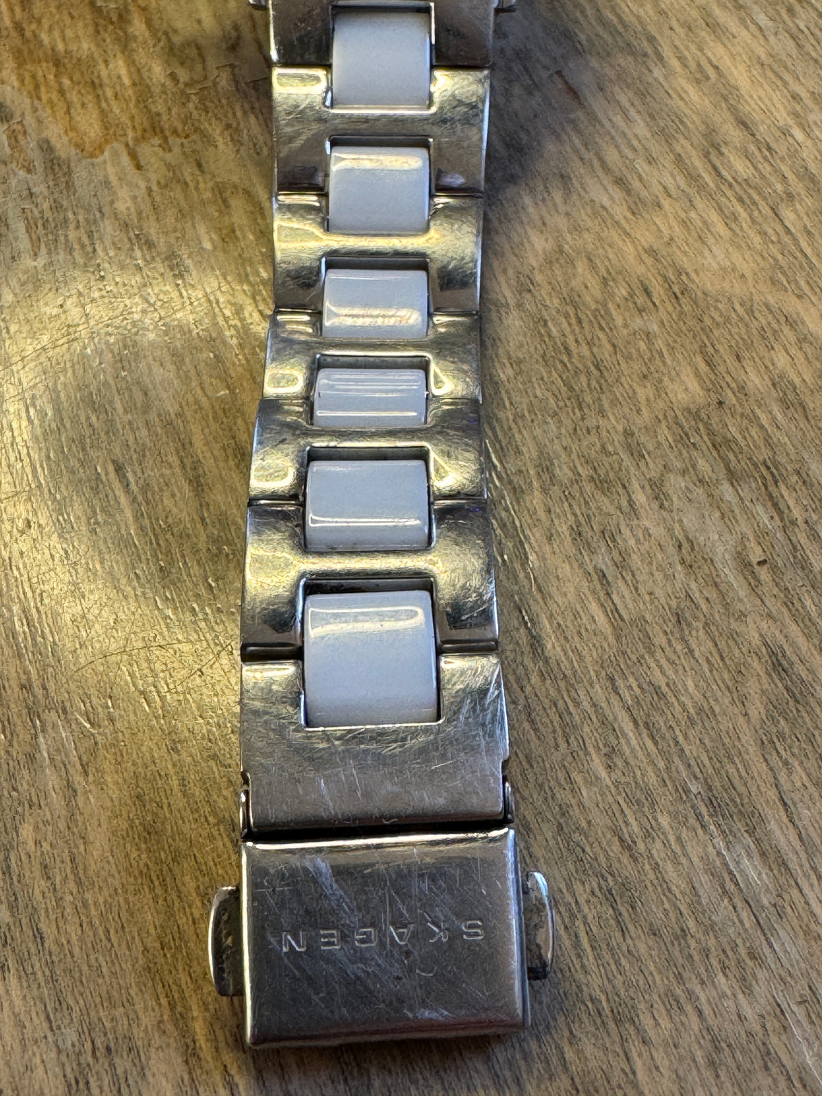 Skagen Black Label 878SSXW Steel & White Ceramic MOP Watch