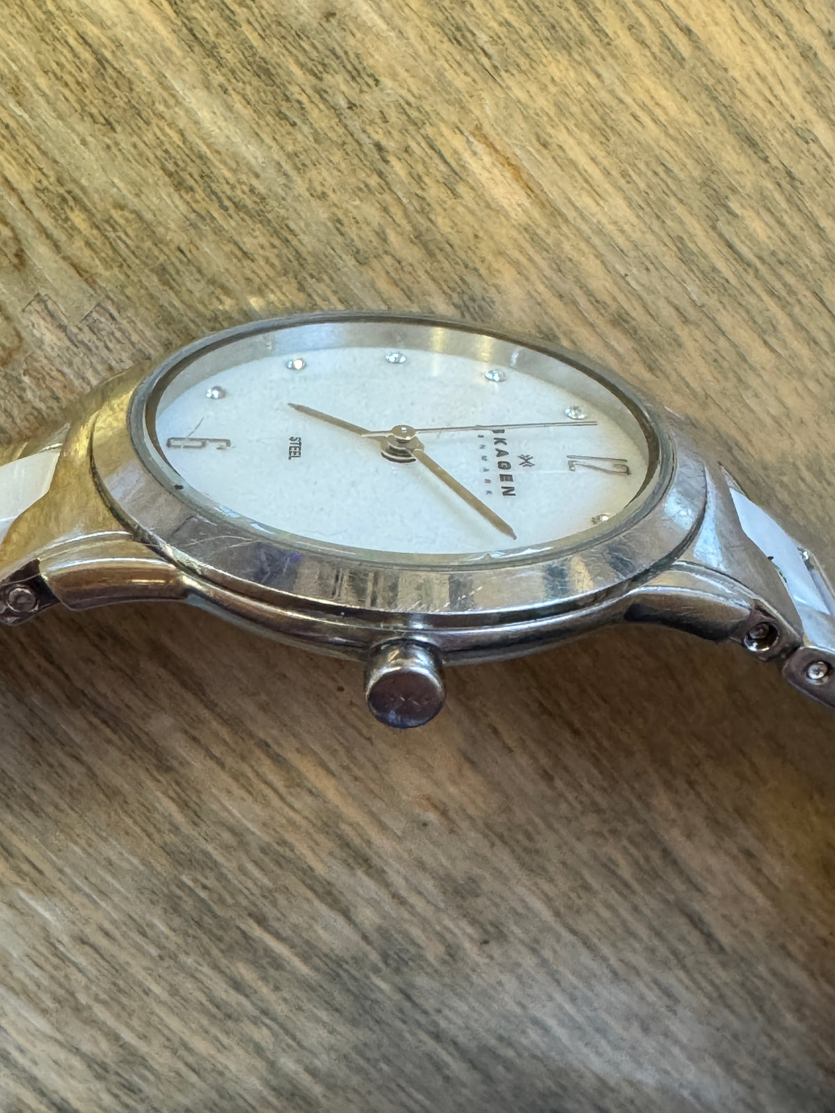 Skagen Black Label 878SSXW Steel & White Ceramic MOP Watch
