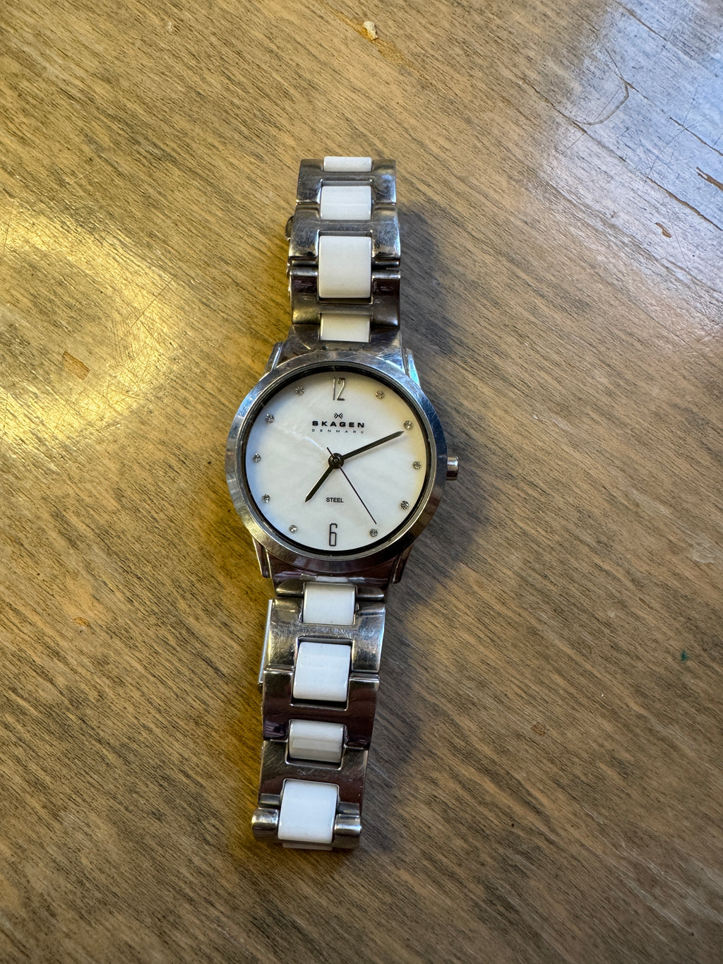 Skagen Black Label 878SSXW Steel & White Ceramic MOP Watch