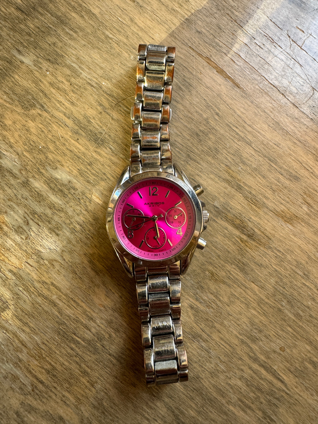Akribos XXIV AK809SSPK Swiss Quartz Hot Pink Multifunction Watch