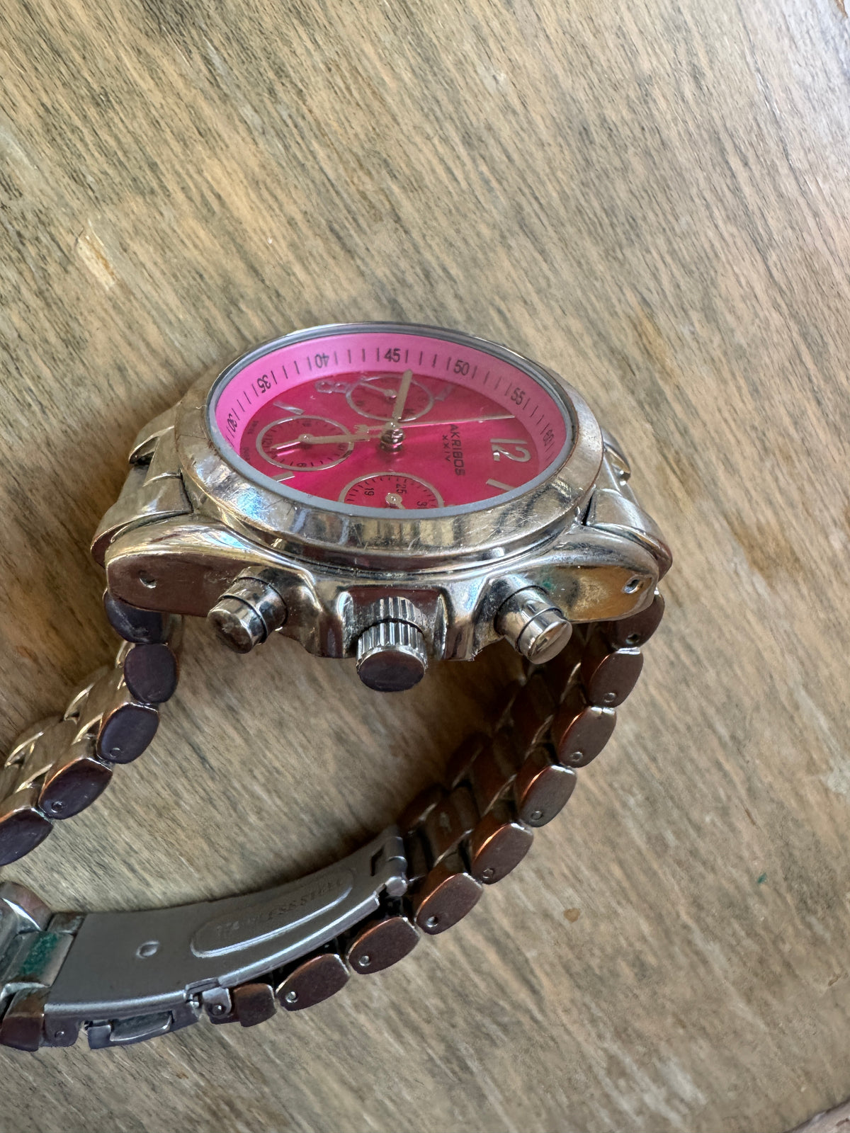 Akribos XXIV AK809SSPK Swiss Quartz Hot Pink Multifunction Watch