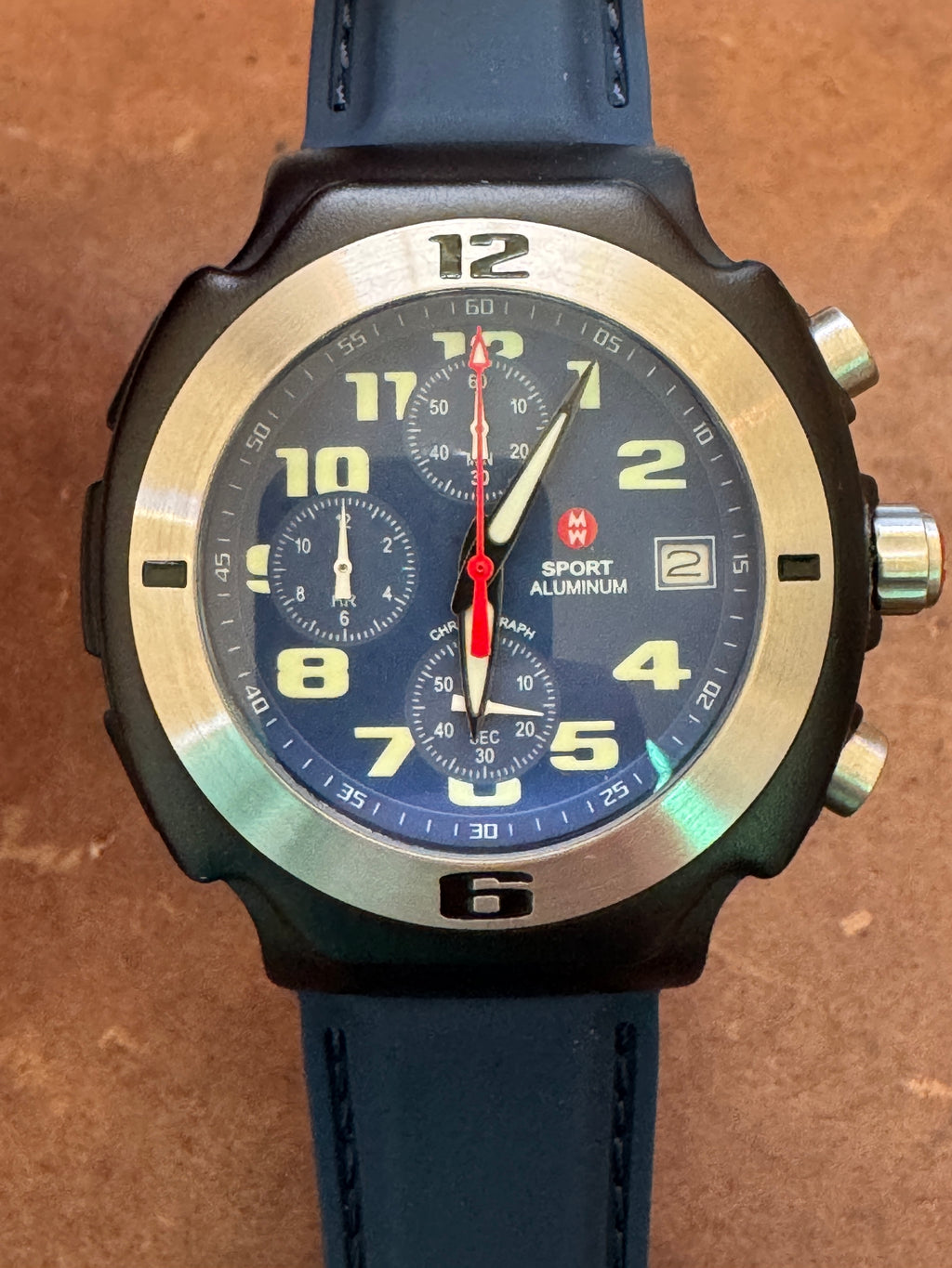 Michele Sport Aluminum 71-198-A Blue Dial Chronograph Watch