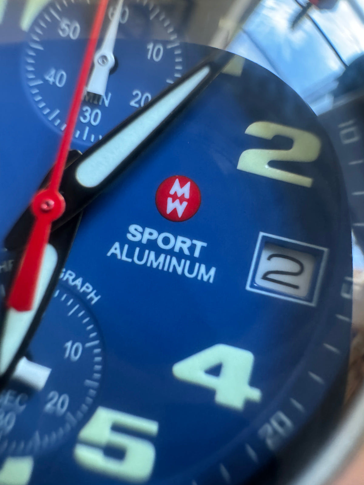 Michele Sport Aluminum 71-198-A Blue Dial Chronograph Watch