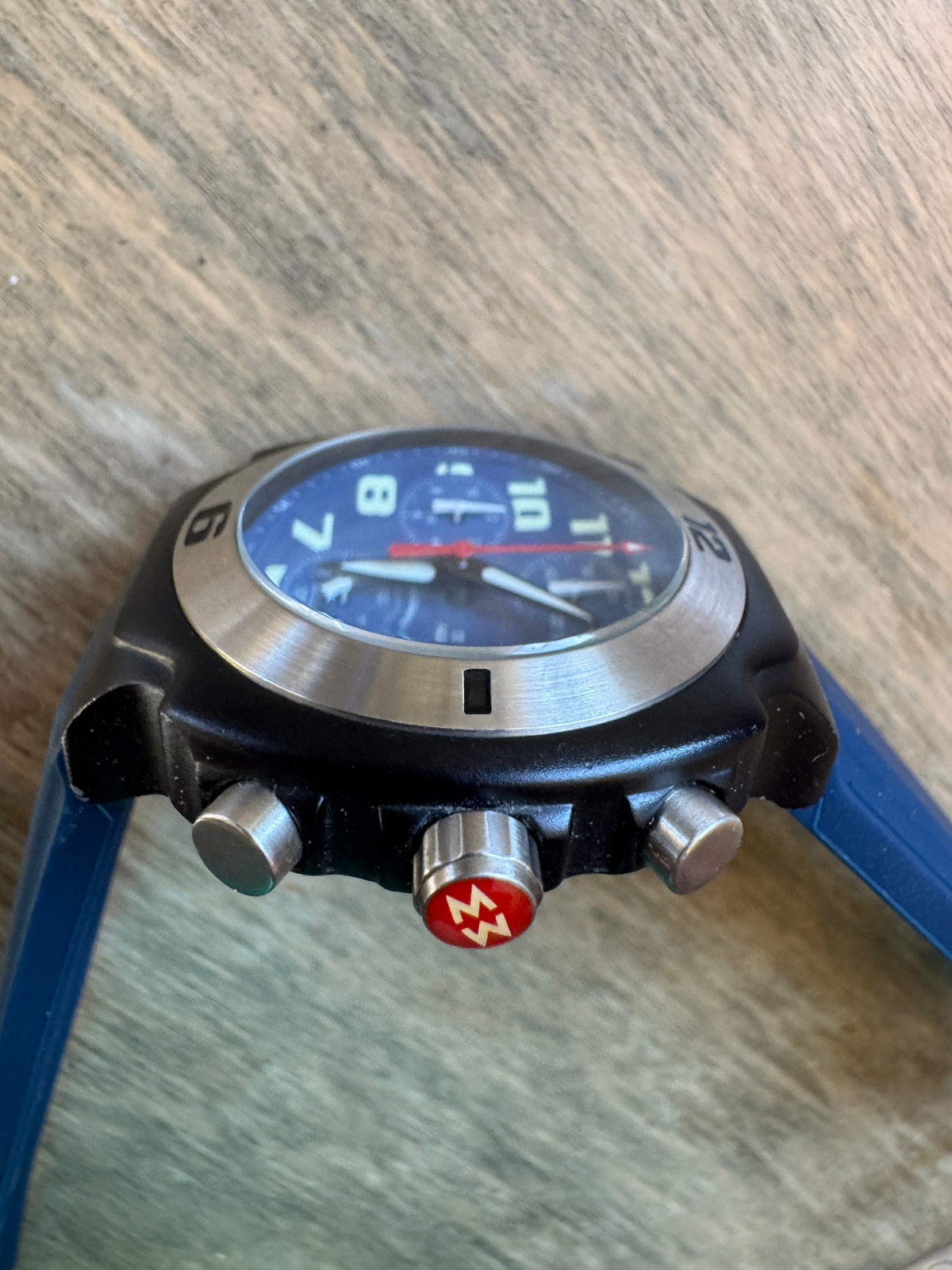 Michele Sport Aluminum 71-198-A Blue Dial Chronograph Watch