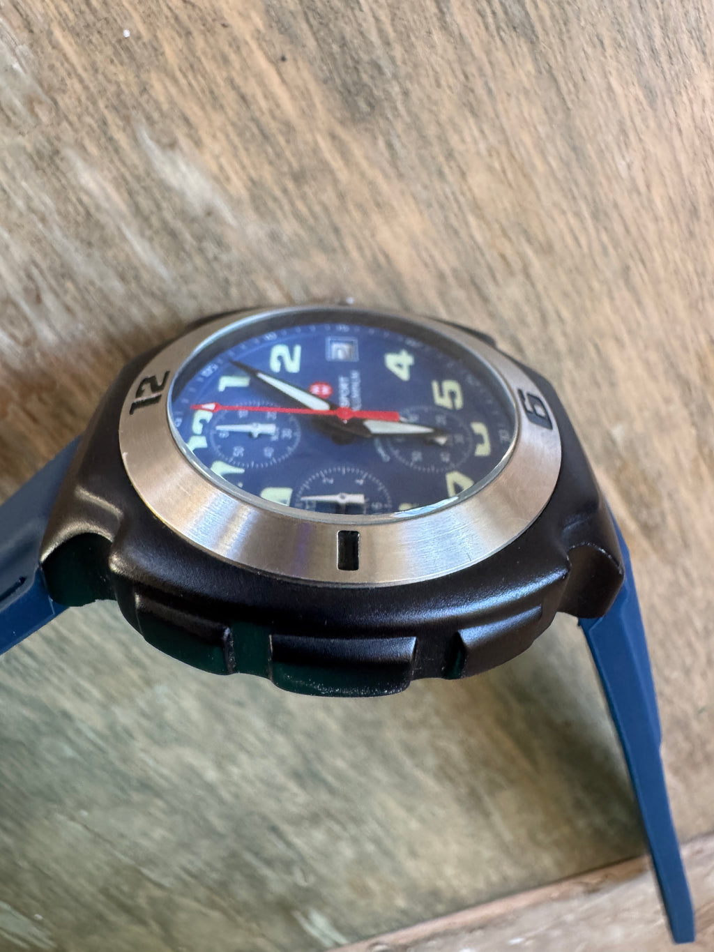 Michele Sport Aluminum 71-198-A Blue Dial Chronograph Watch