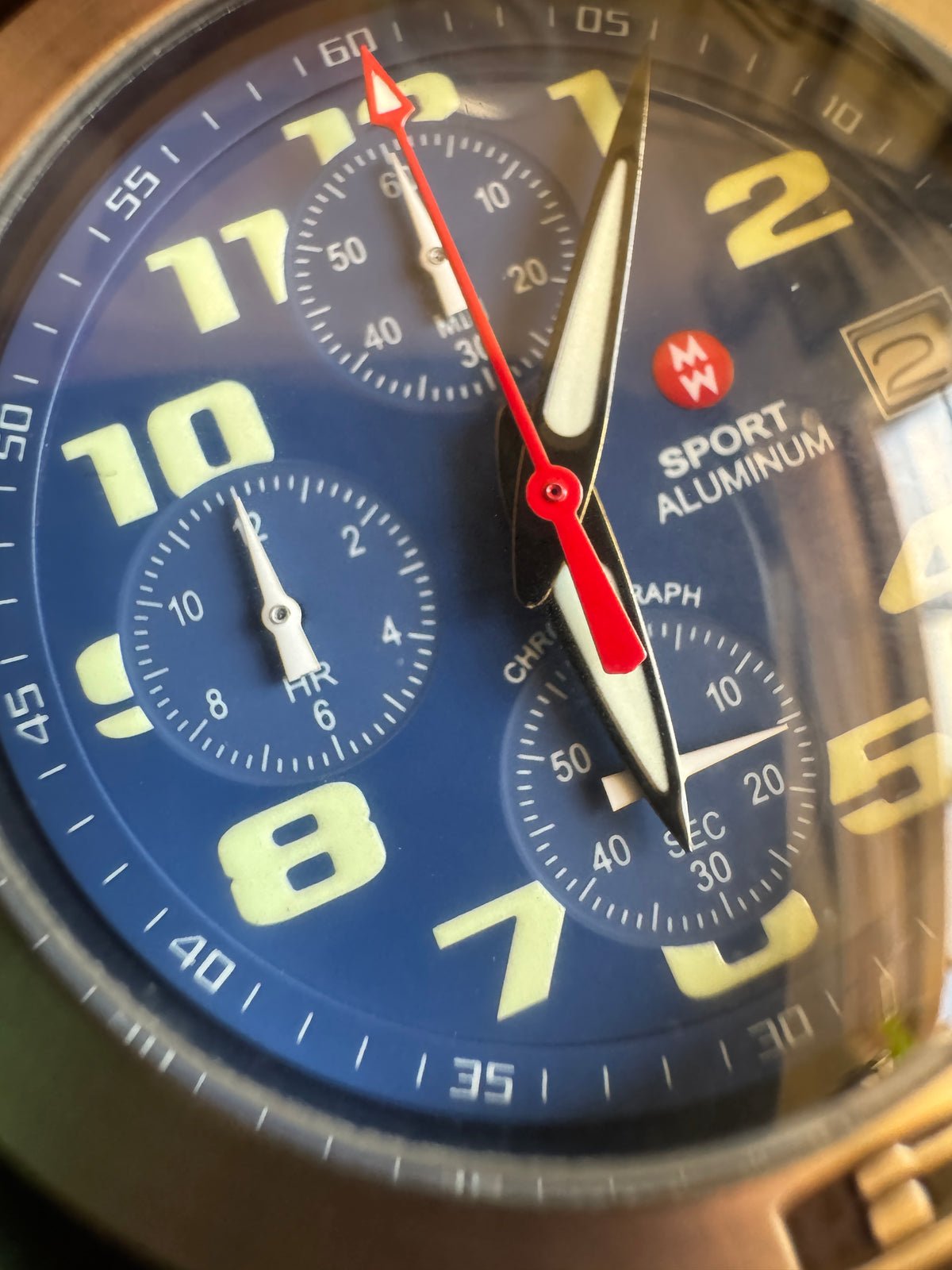 Michele Sport Aluminum 71-198-A Blue Dial Chronograph Watch