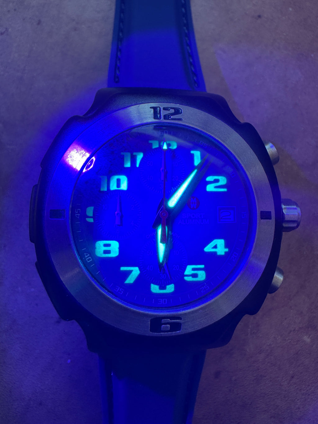 Michele Sport Aluminum 71-198-A Blue Dial Chronograph Watch