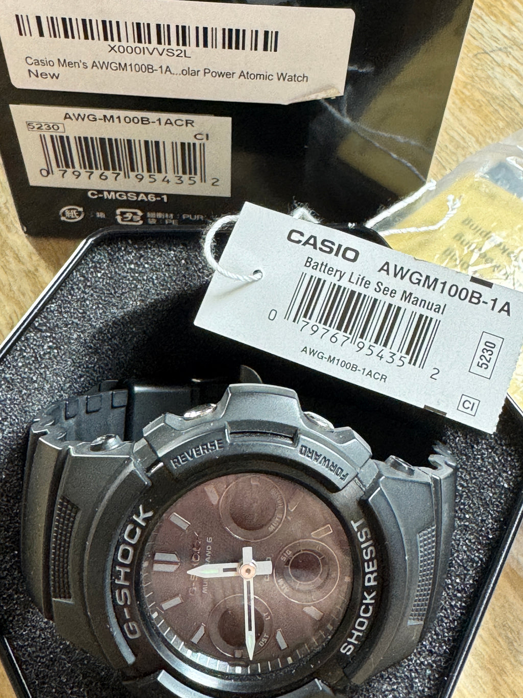 Casio G-Shock AWG-M100B-1A Tough Solar Multi Band 6 Full Kit