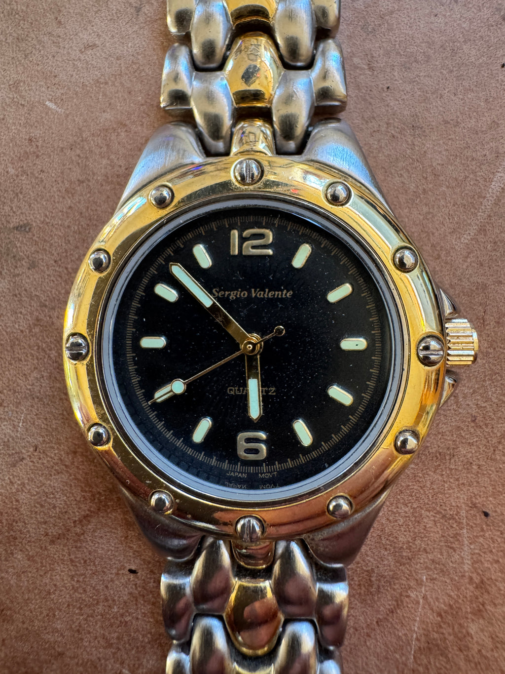 Sergio Valente PC21 Two-Tone Quartz Watch Black Dial 35mm