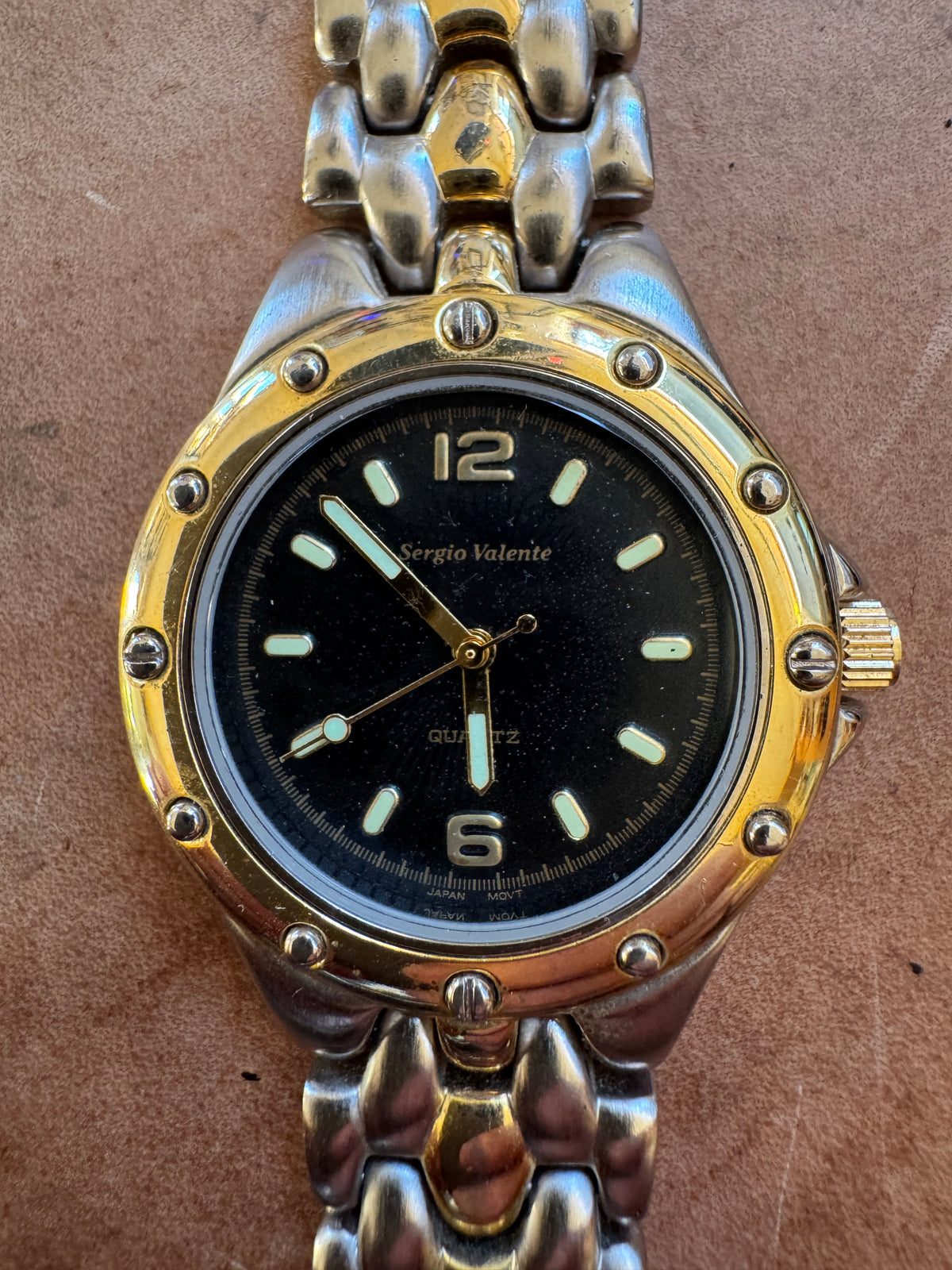Sergio Valente PC21 Two-Tone Quartz Watch Black Dial 35mm