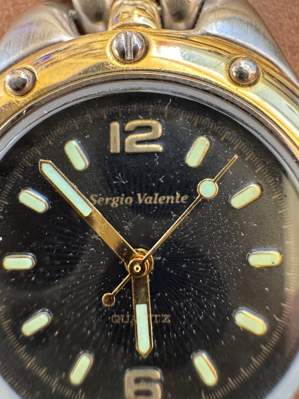 Sergio Valente PC21 Two-Tone Quartz Watch Black Dial 35mm