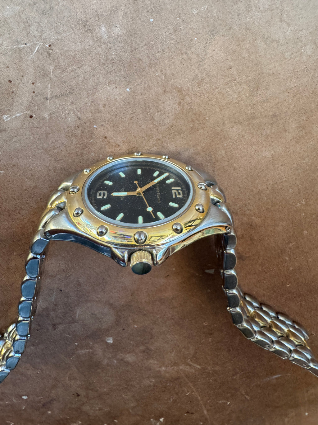 Sergio Valente PC21 Two-Tone Quartz Watch Black Dial 35mm