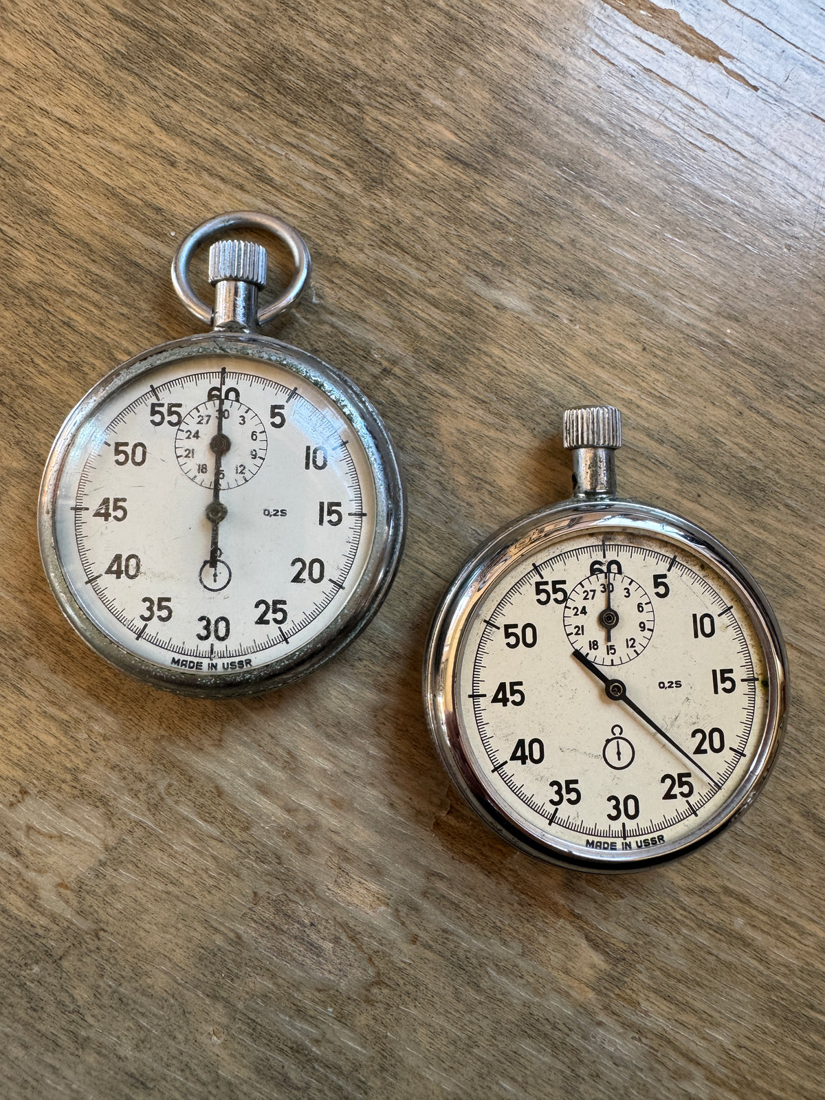 Vintage Soviet USSR Mechanical Stopwatches Lot of 2 – 15 Jewels – Repair Parts