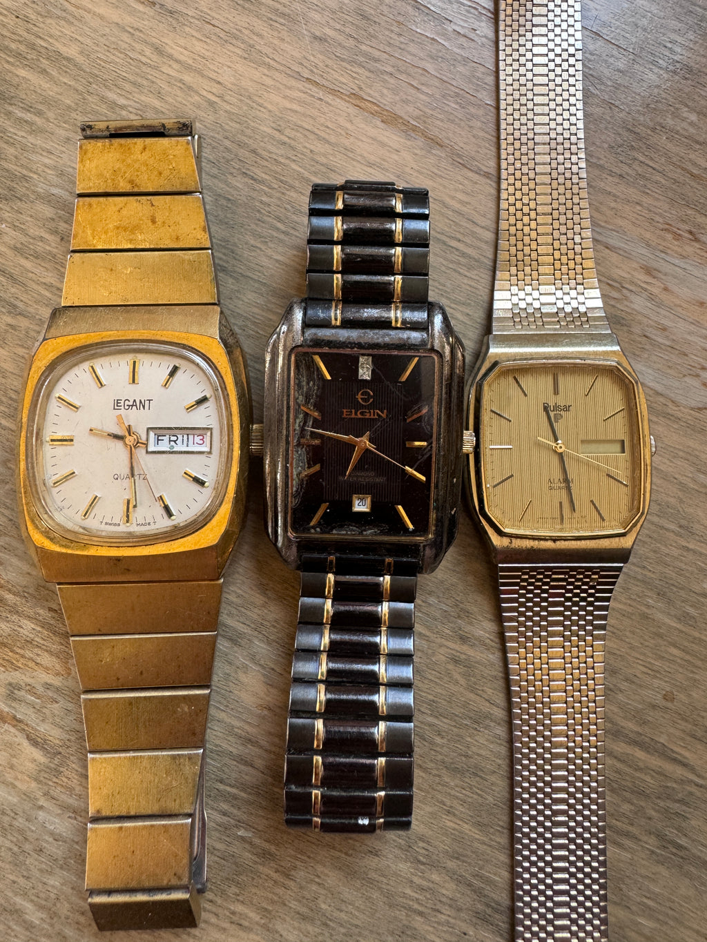 Legant, Elgin Diamond & Pulsar Vintage Watch Lot – Parts/Repair