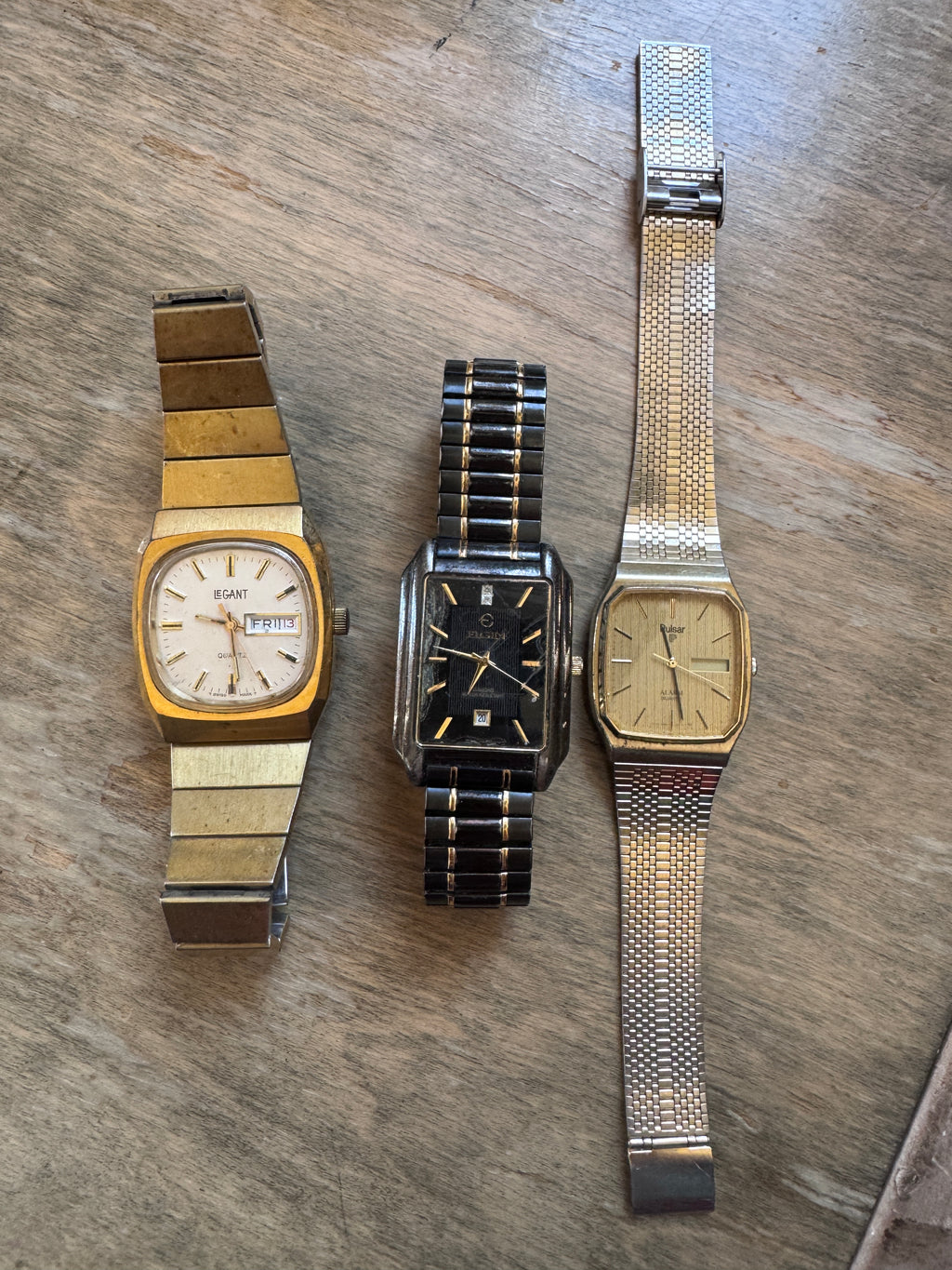 Legant, Elgin Diamond & Pulsar Vintage Watch Lot – Parts/Repair