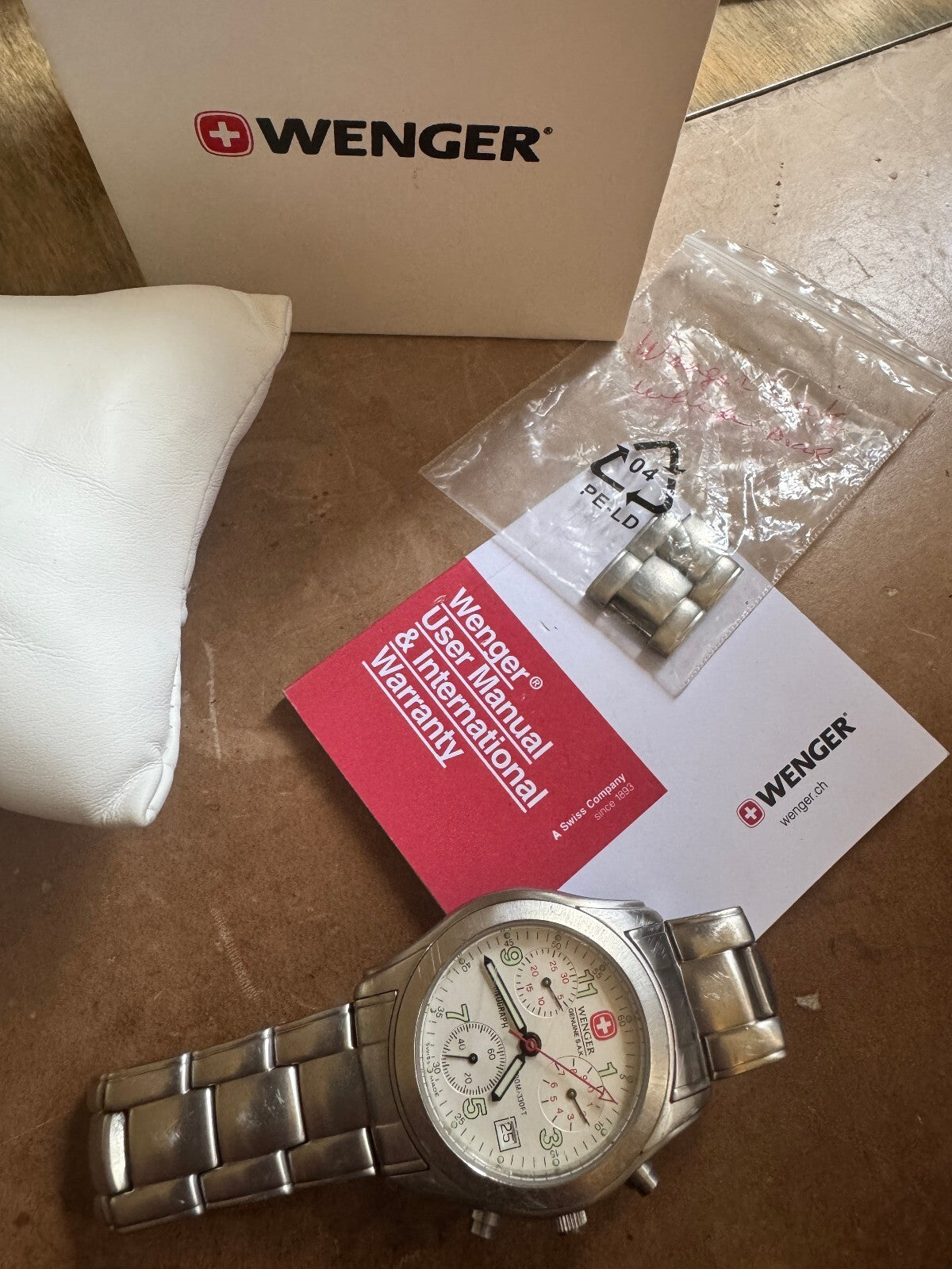 Wenger Swiss Chronograph Watch – Stainless Steel – Box, Papers & Extra Links