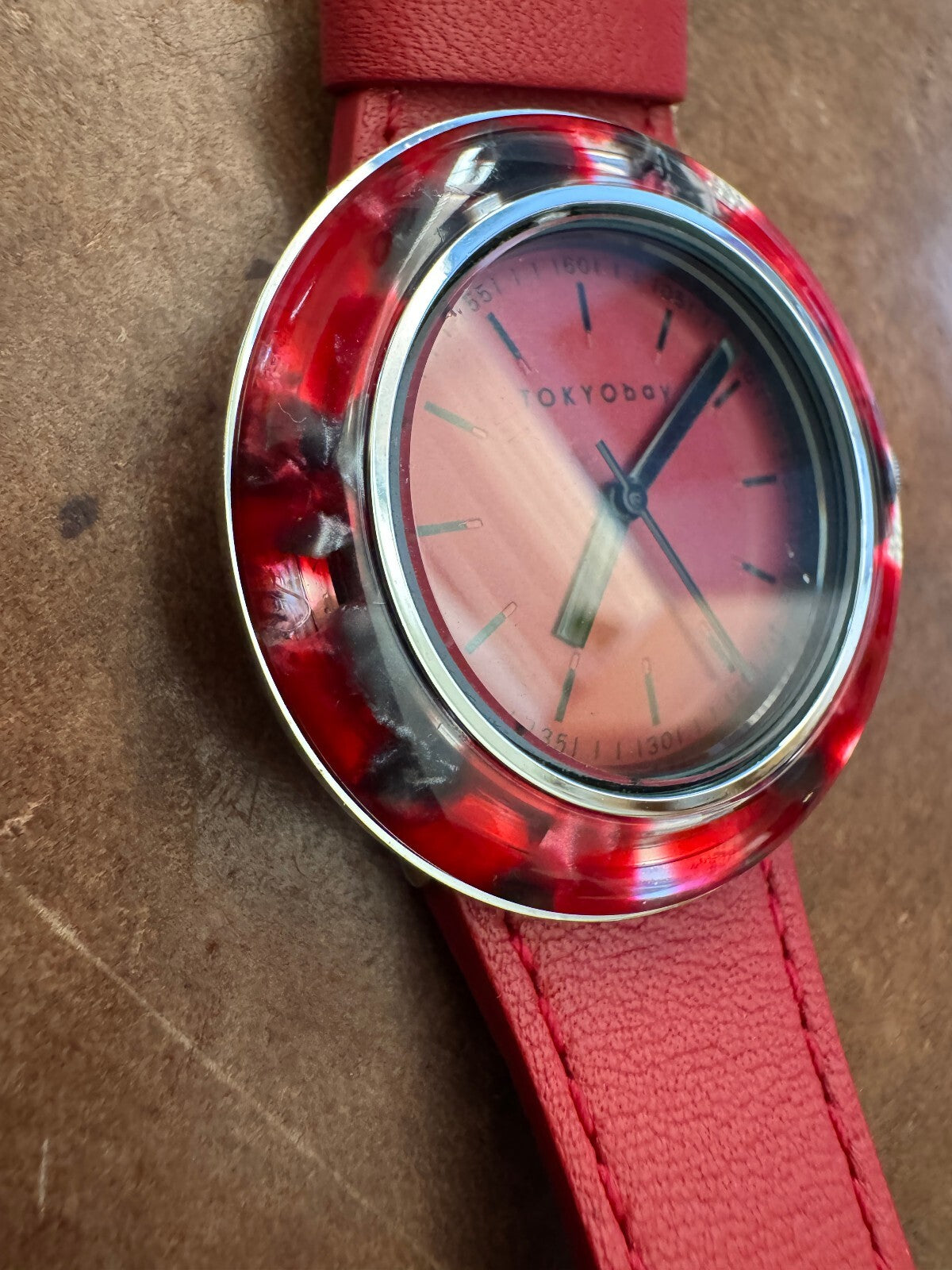 TOKYObay Red Marble Resin Watch – Japan Movement – Original Strap & Tag