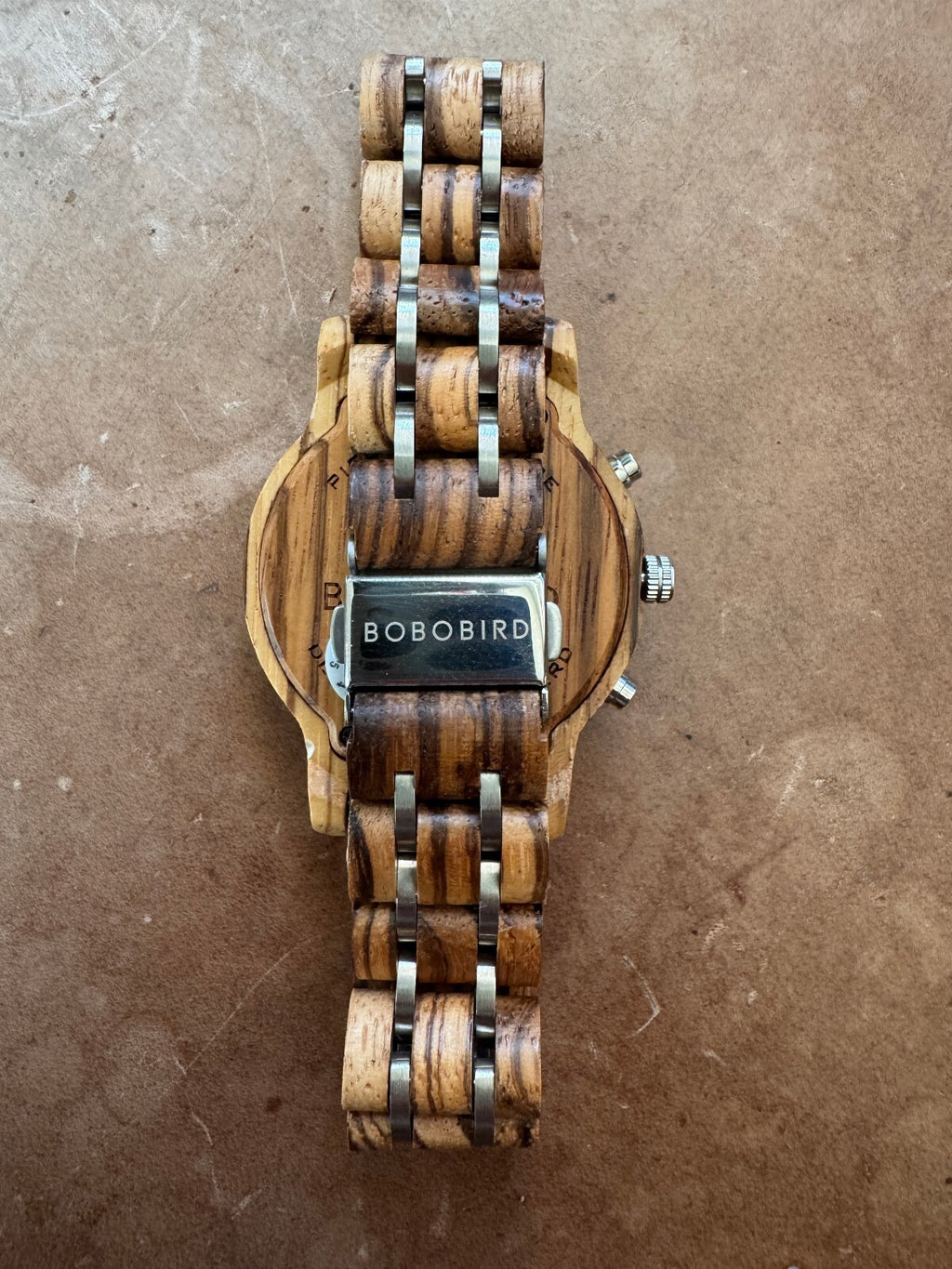 BOBO BIRD Zebrawood Men’s Quartz Chronograph Wood Watch Date Stainless Steel