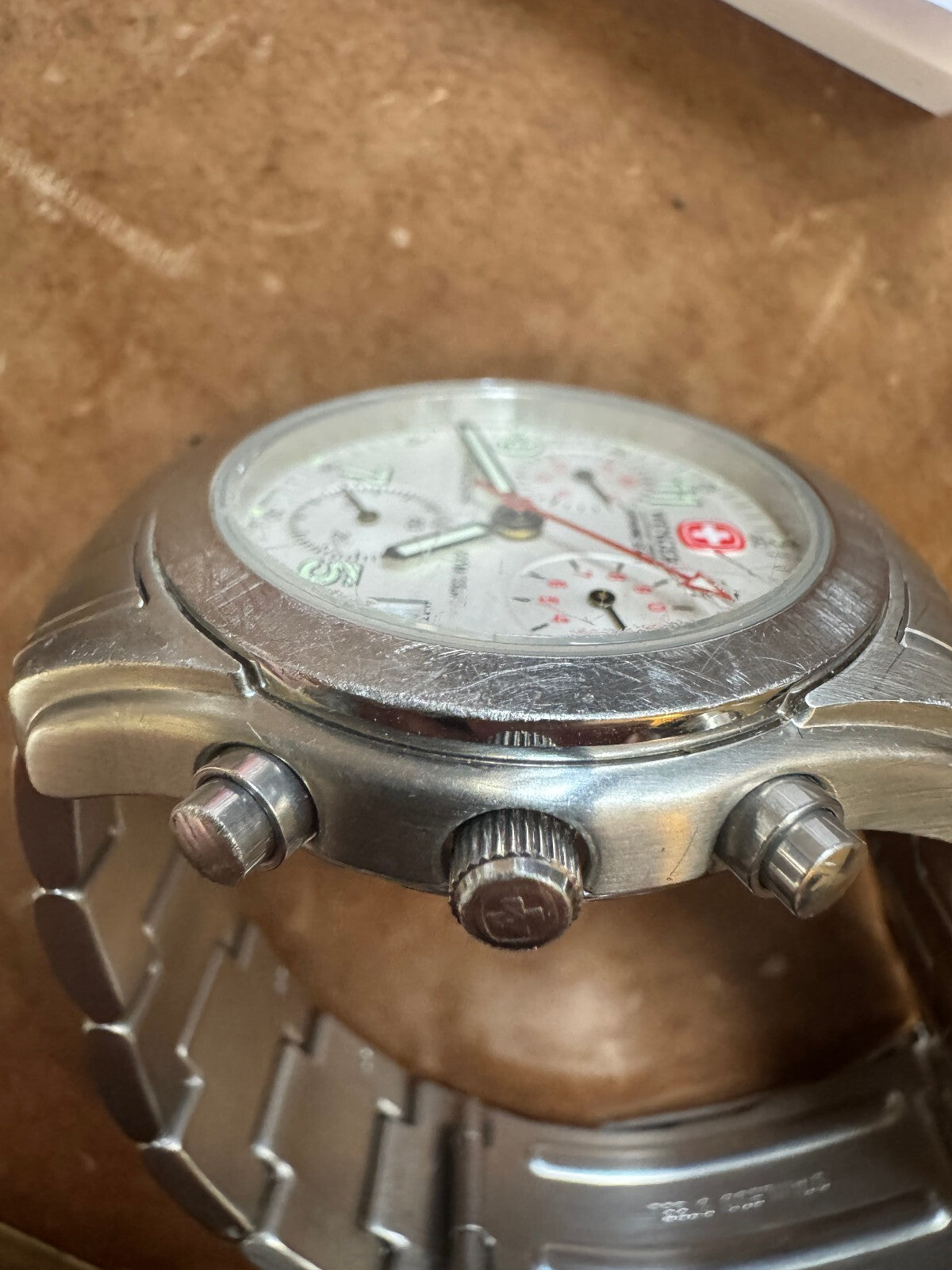 Wenger Swiss Chronograph Watch – Stainless Steel – Box, Papers & Extra Links