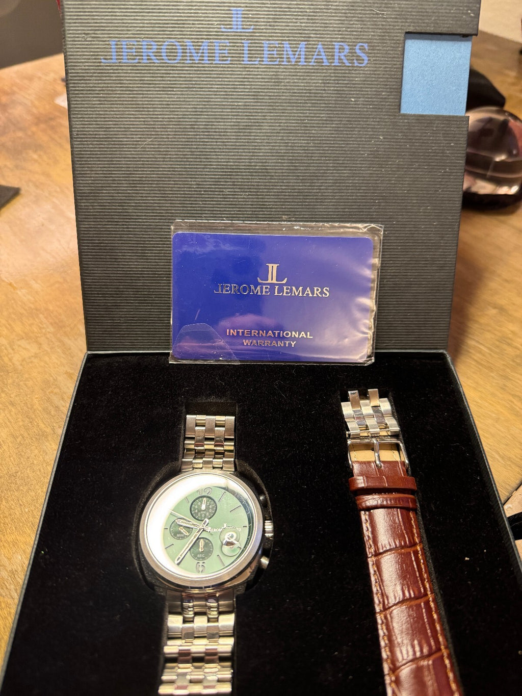 Jerome Lemars Green Sunburst Chronograph Watch – Sapphire Crystal – Box & Papers