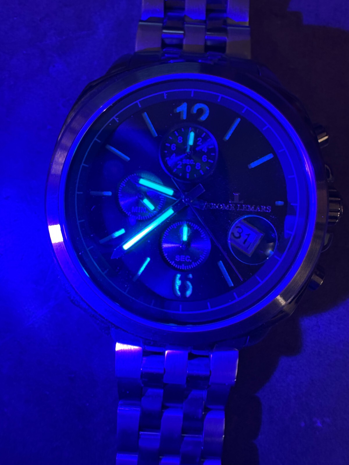 Jerome Lemars Green Sunburst Chronograph Watch – Sapphire Crystal – Box & Papers
