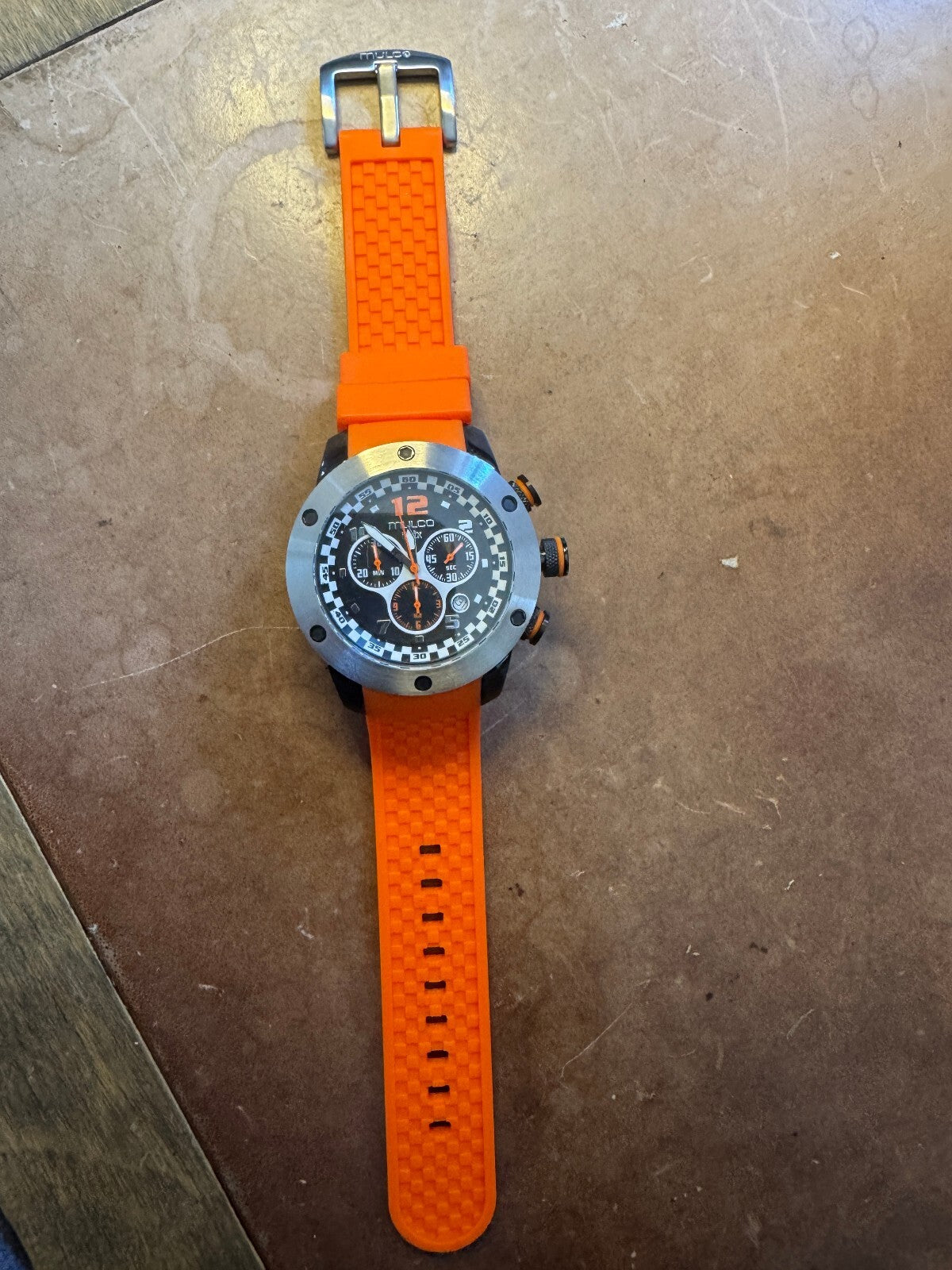 Mulco Max Chronograph – Swiss Ronda – Orange Silicone Strap – 10 ATM