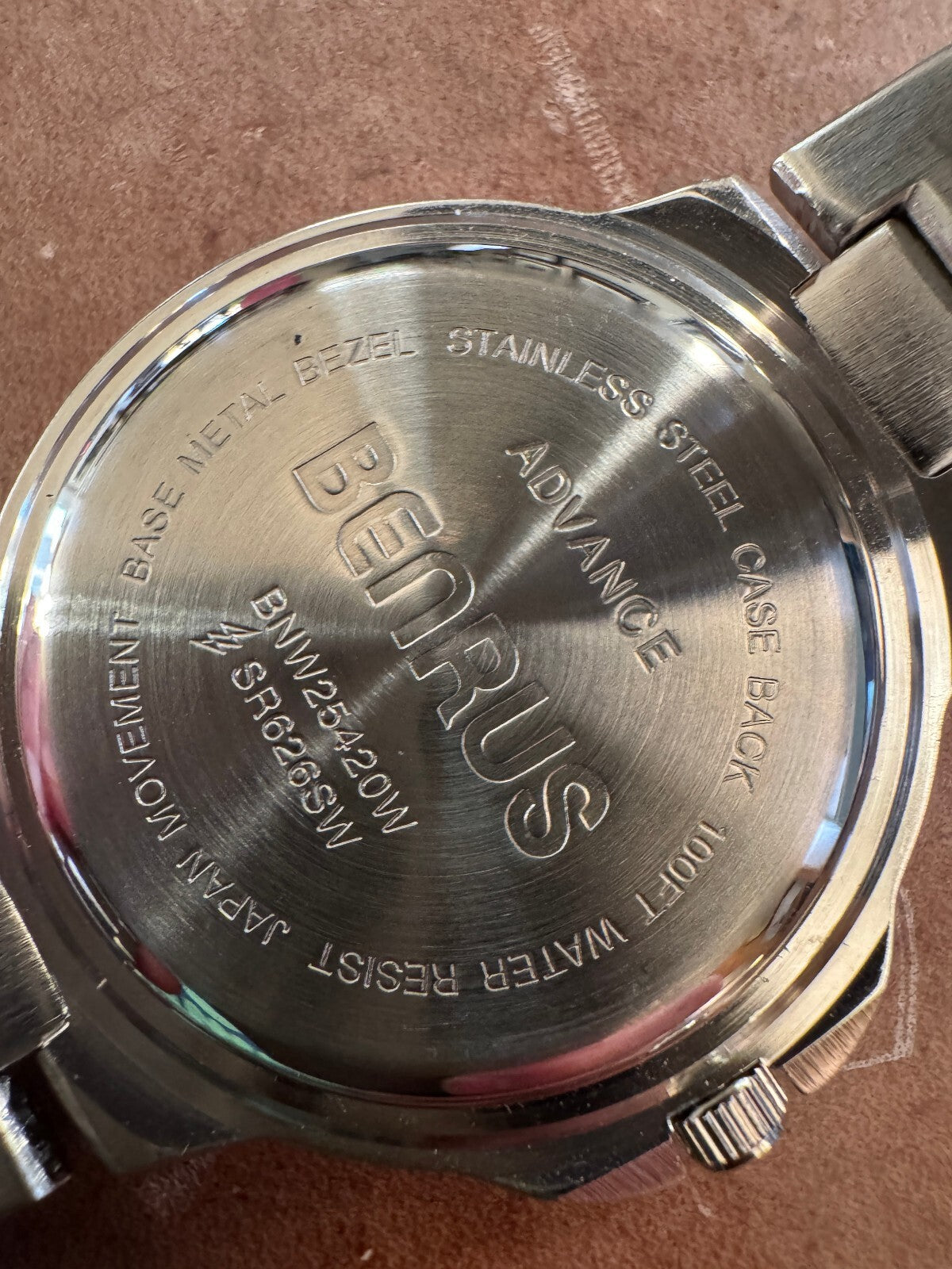 Vintage Benrus Advance Men's Quartz Watch Black Dial Day Date Stainless Steel