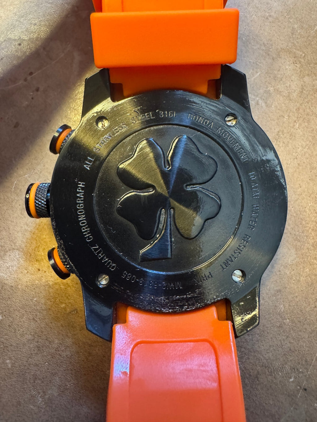 Mulco Max Chronograph – Swiss Ronda – Orange Silicone Strap – 10 ATM