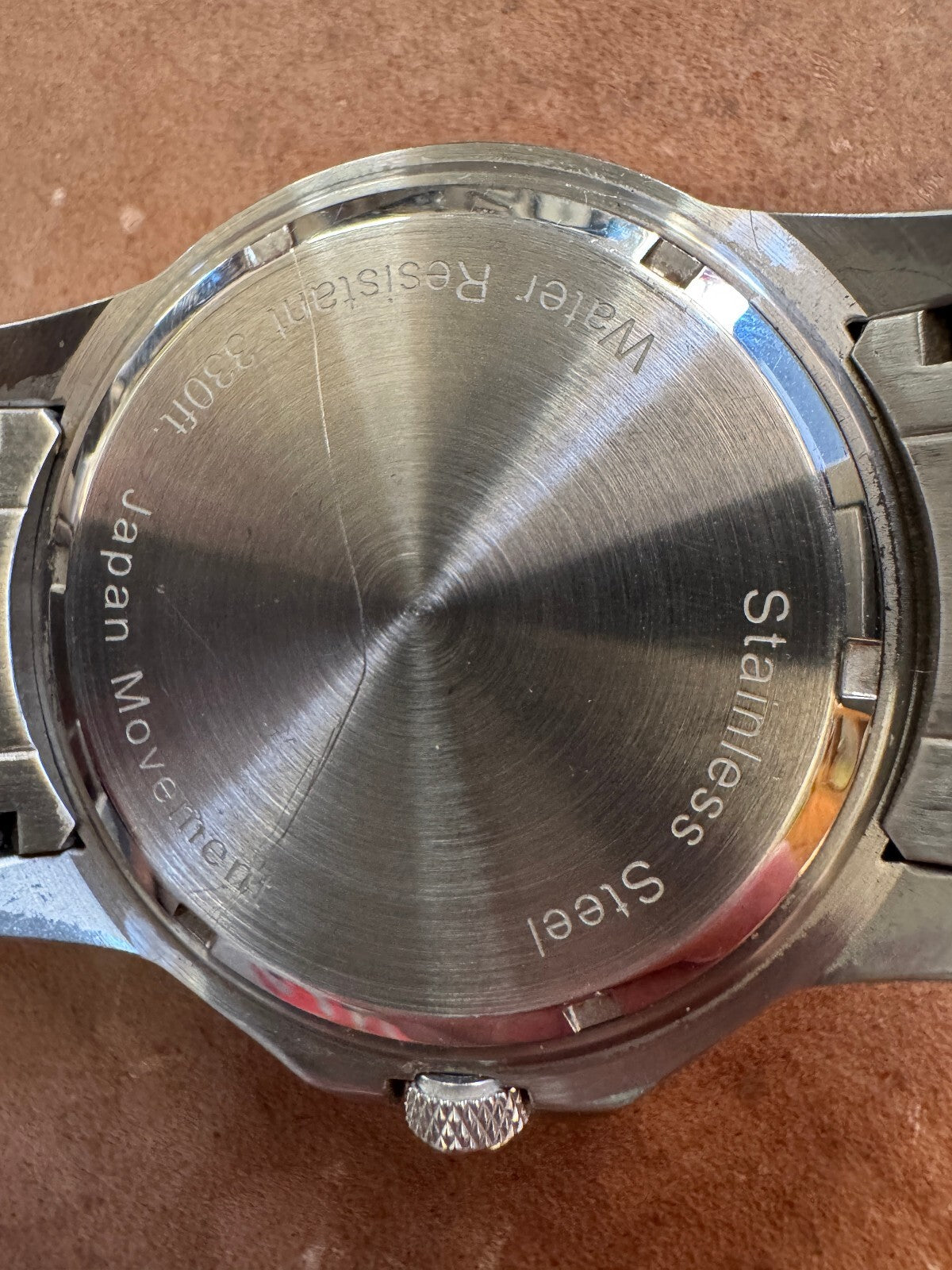 Epoch Men’s Stainless Steel Watch – Carbon Fiber Dial – Orange Accents – 330FT