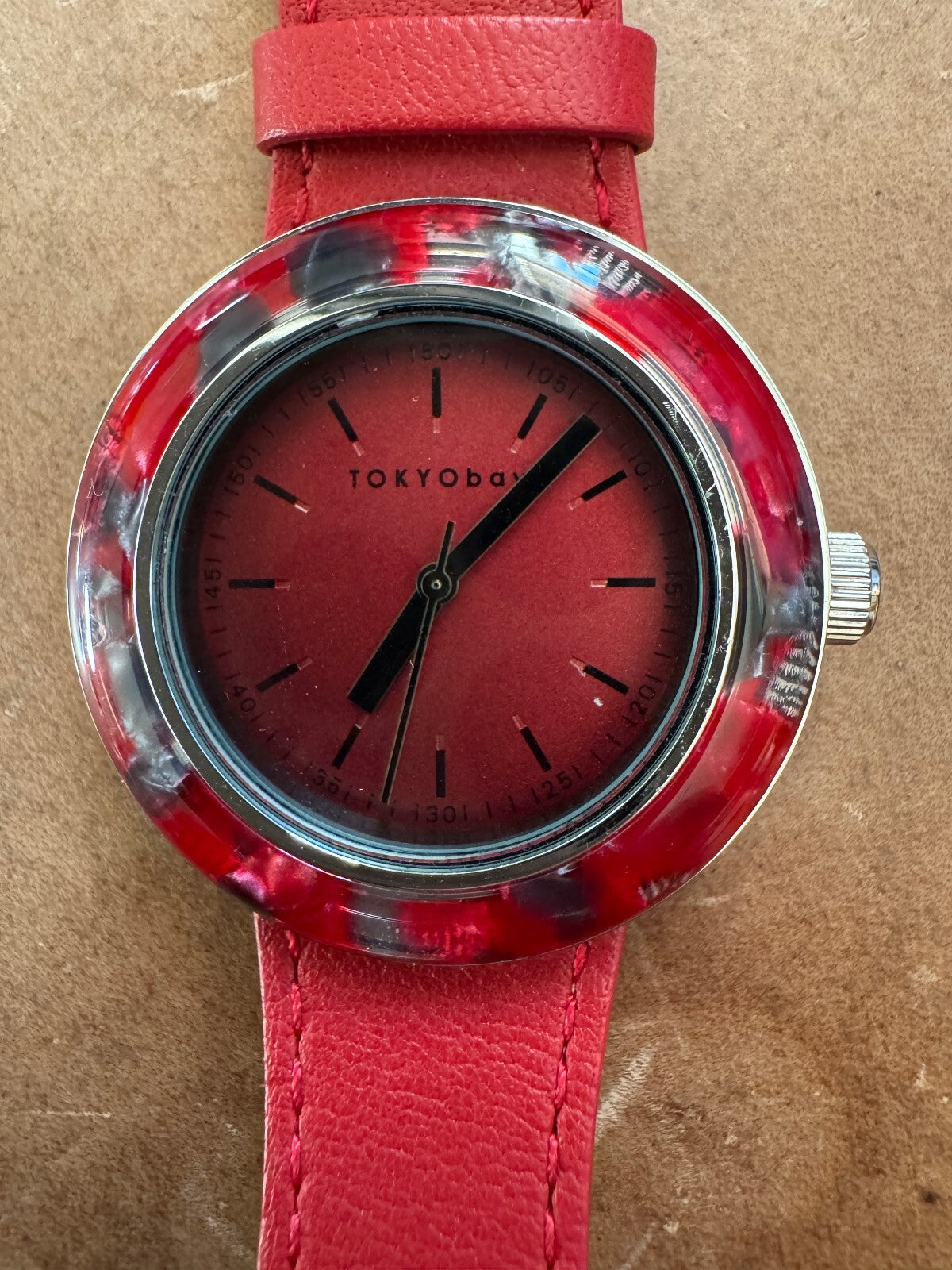 TOKYObay Red Marble Resin Watch – Japan Movement – Original Strap & Tag