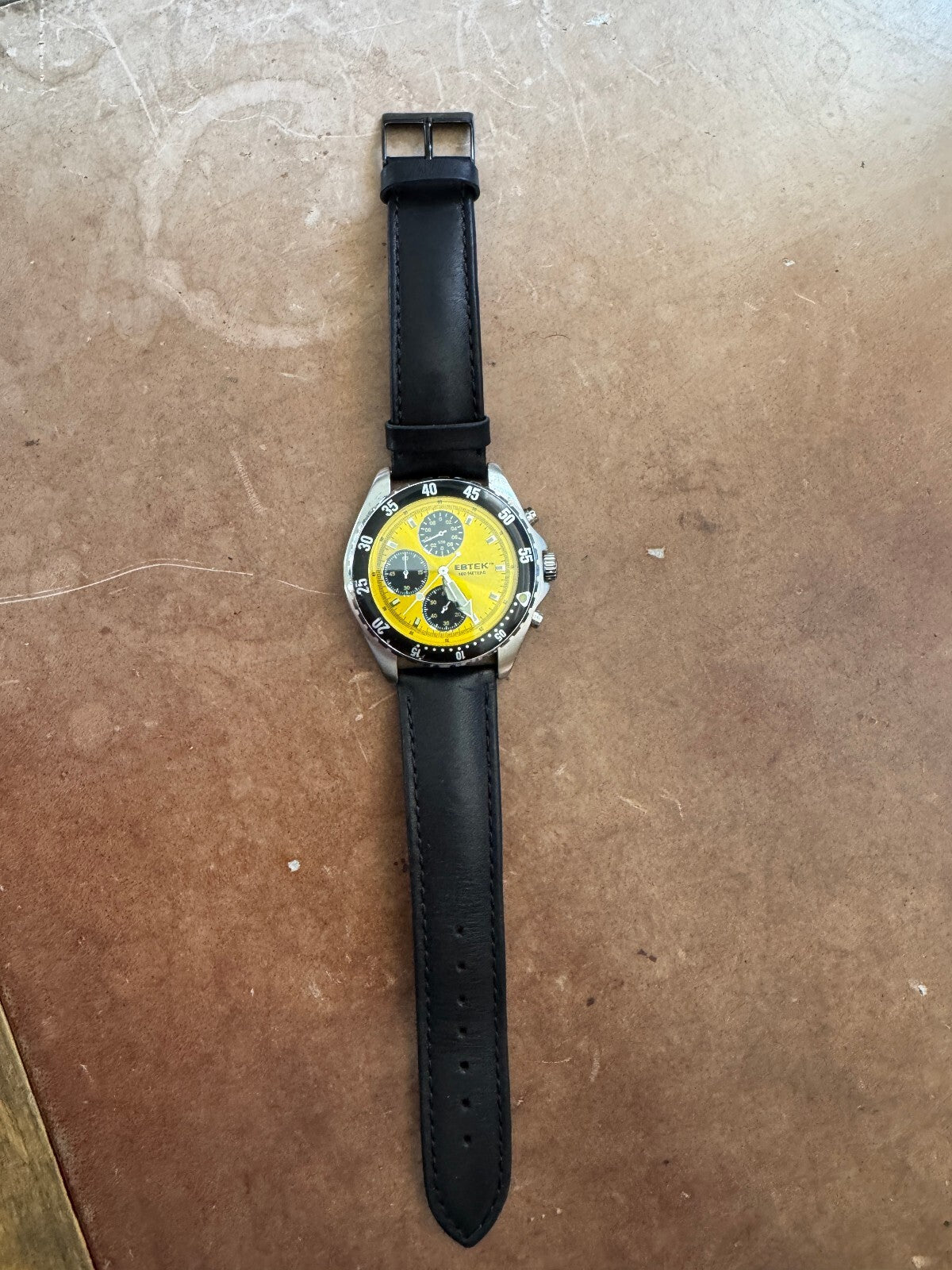 Vintage Eddie Bauer EBTEK Chronograph Watch – 100M – Yellow Dial