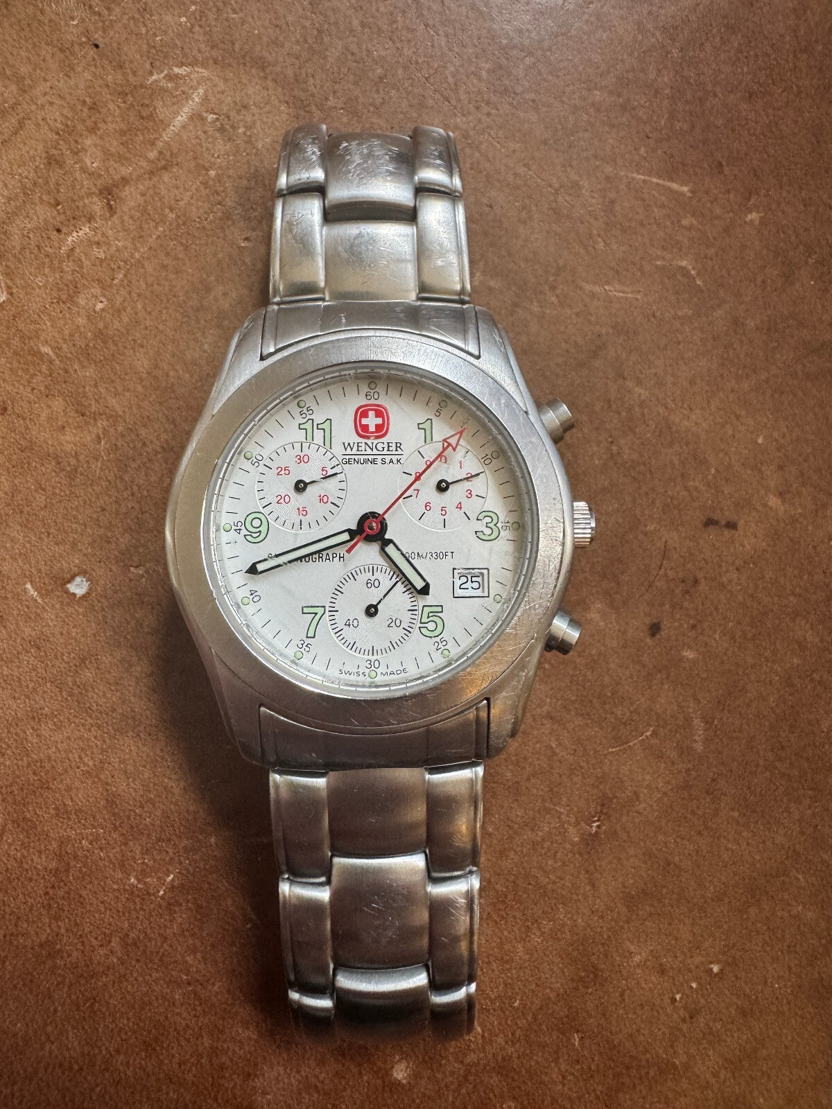 Wenger Swiss Chronograph Watch – Stainless Steel – Box, Papers & Extra Links