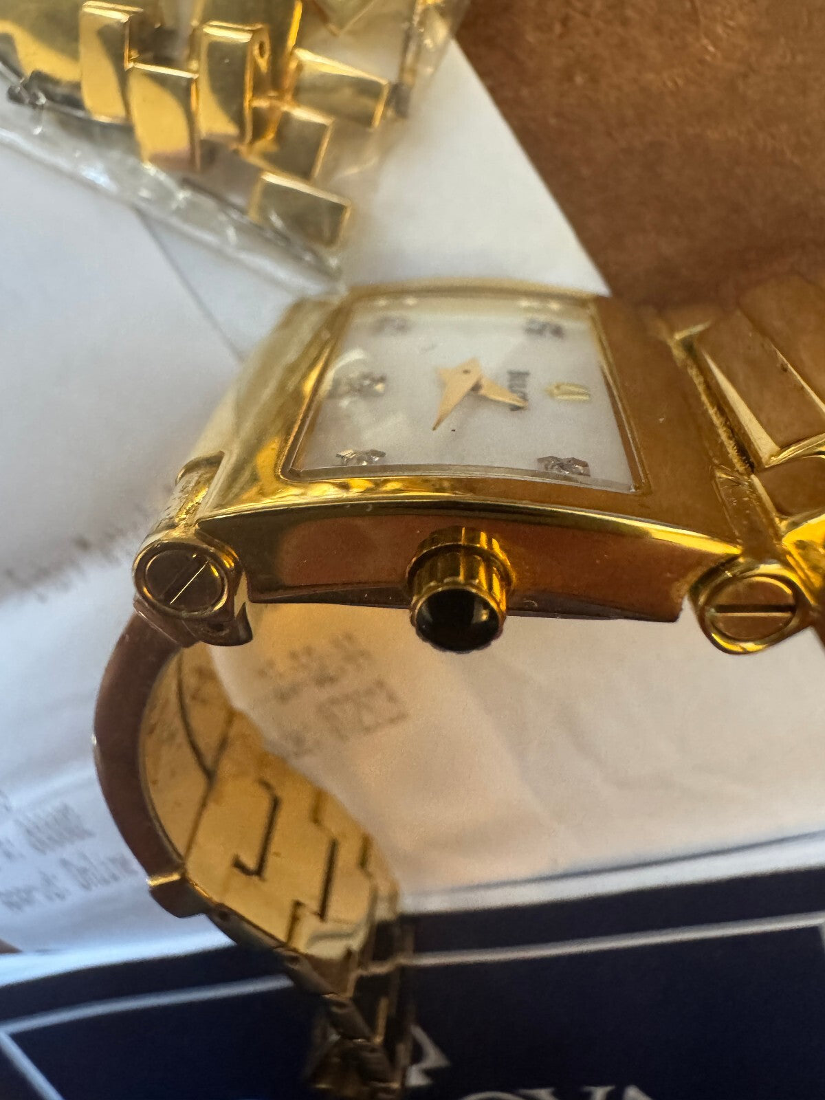 Bulova 97P000 Women’s Diamond Watch – Gold Tone – Box, Papers, Receipt & Links