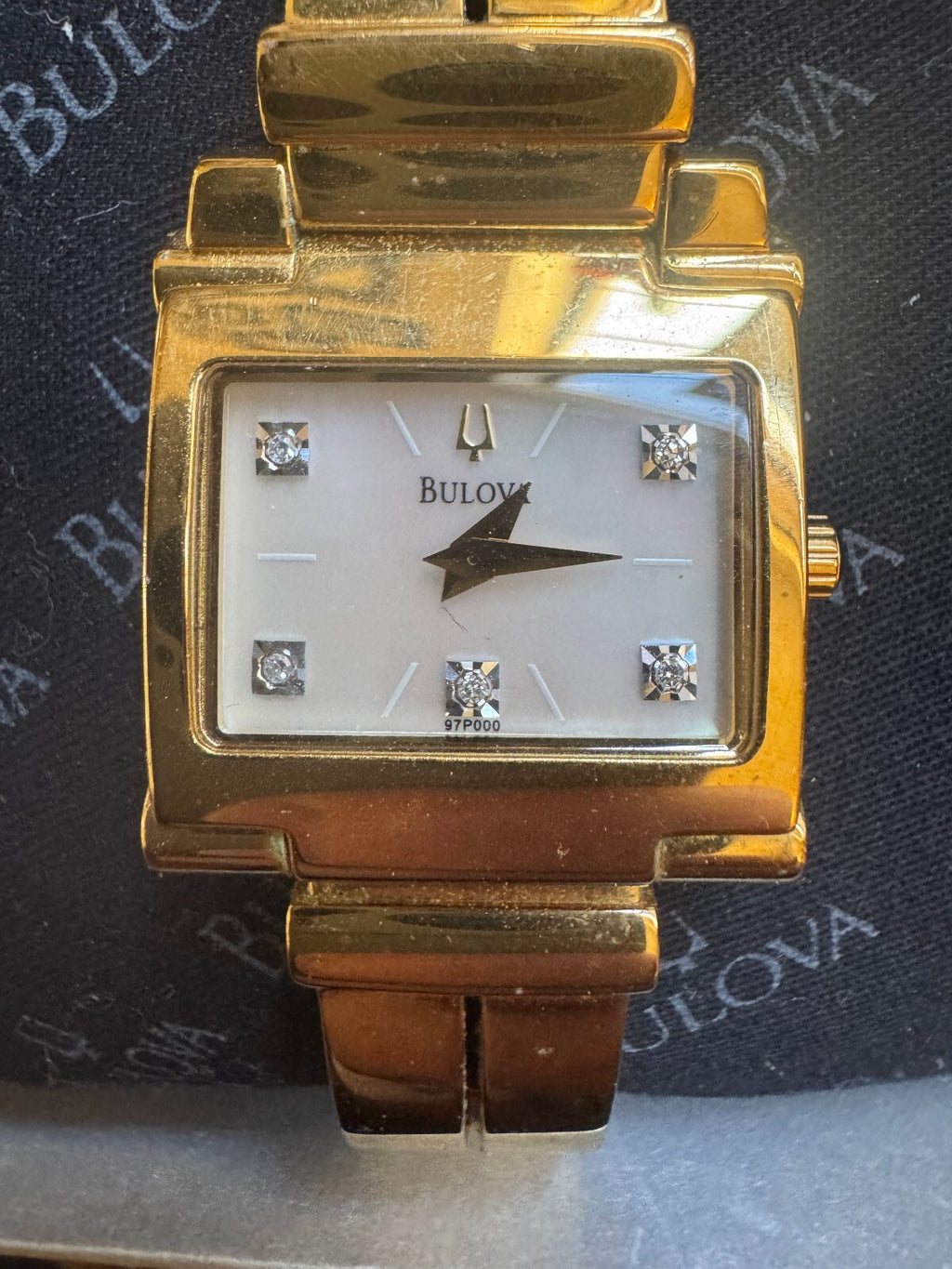 Bulova 97P000 Women’s Diamond Watch – Gold Tone – Box, Papers, Receipt & Links