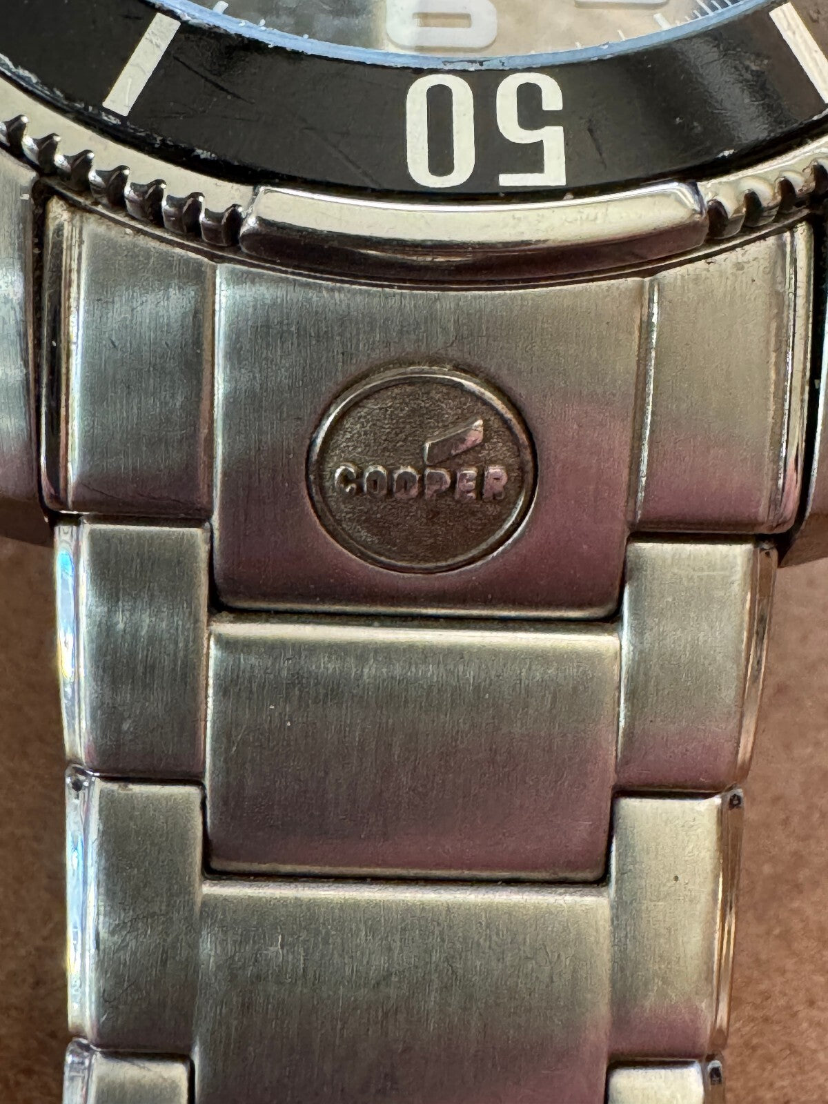 Epoch Men’s Stainless Steel Watch – Carbon Fiber Dial – Orange Accents – 330FT