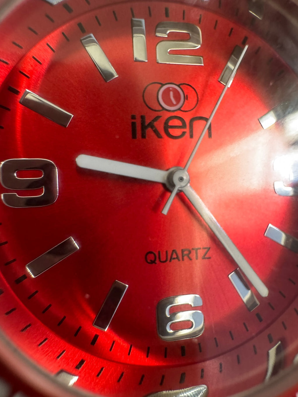 iKen Quartz Watch – Red Sunburst Dial – Blue Silicone Strap
