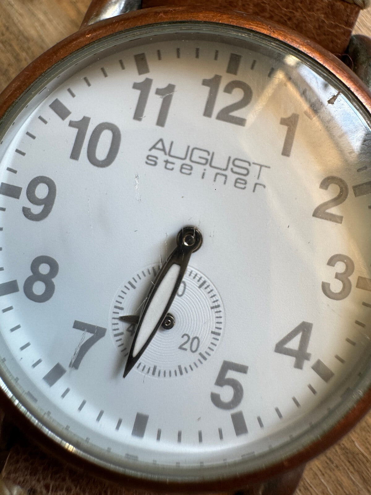 August Steiner AS8110TN Quartz Watch – Bronze Case, Small Seconds, Leather Strap